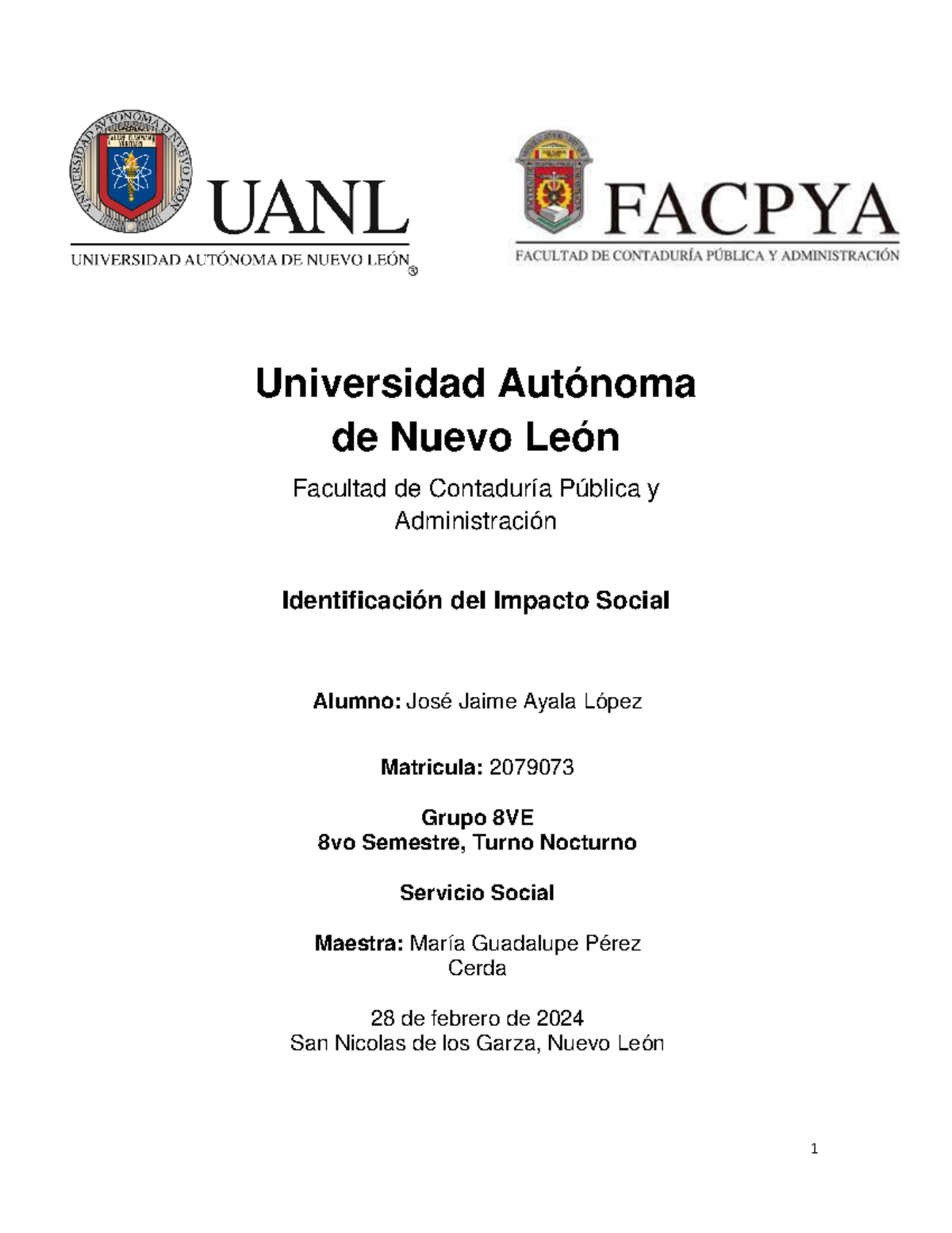 Ev2-ss - Evidencia 2 servicio social - 1 Universidad Autónoma de Nuevo ...