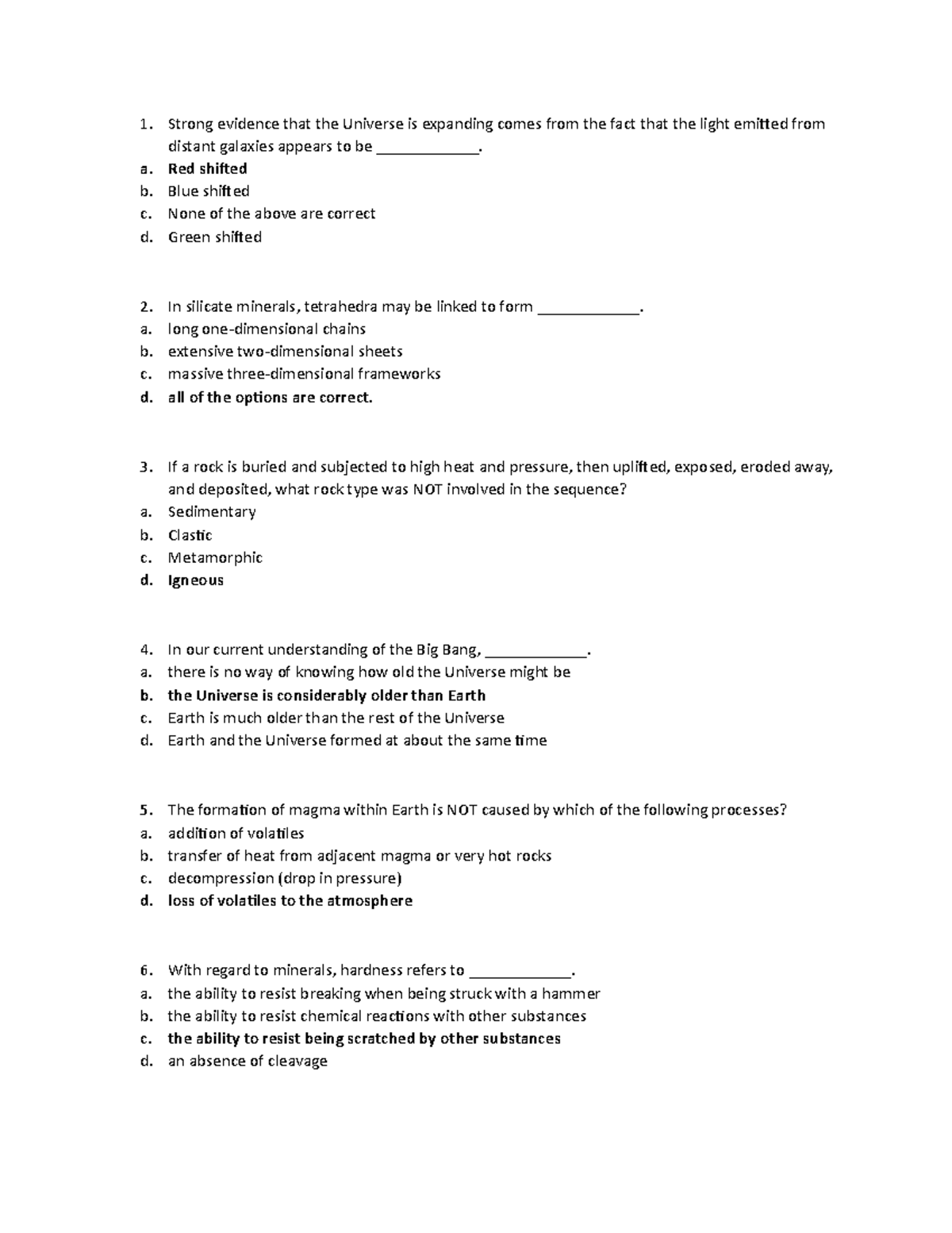 Geology - Exam 1 - Part 7 - Assignment 1 Part 7 - Strong evidence that ...