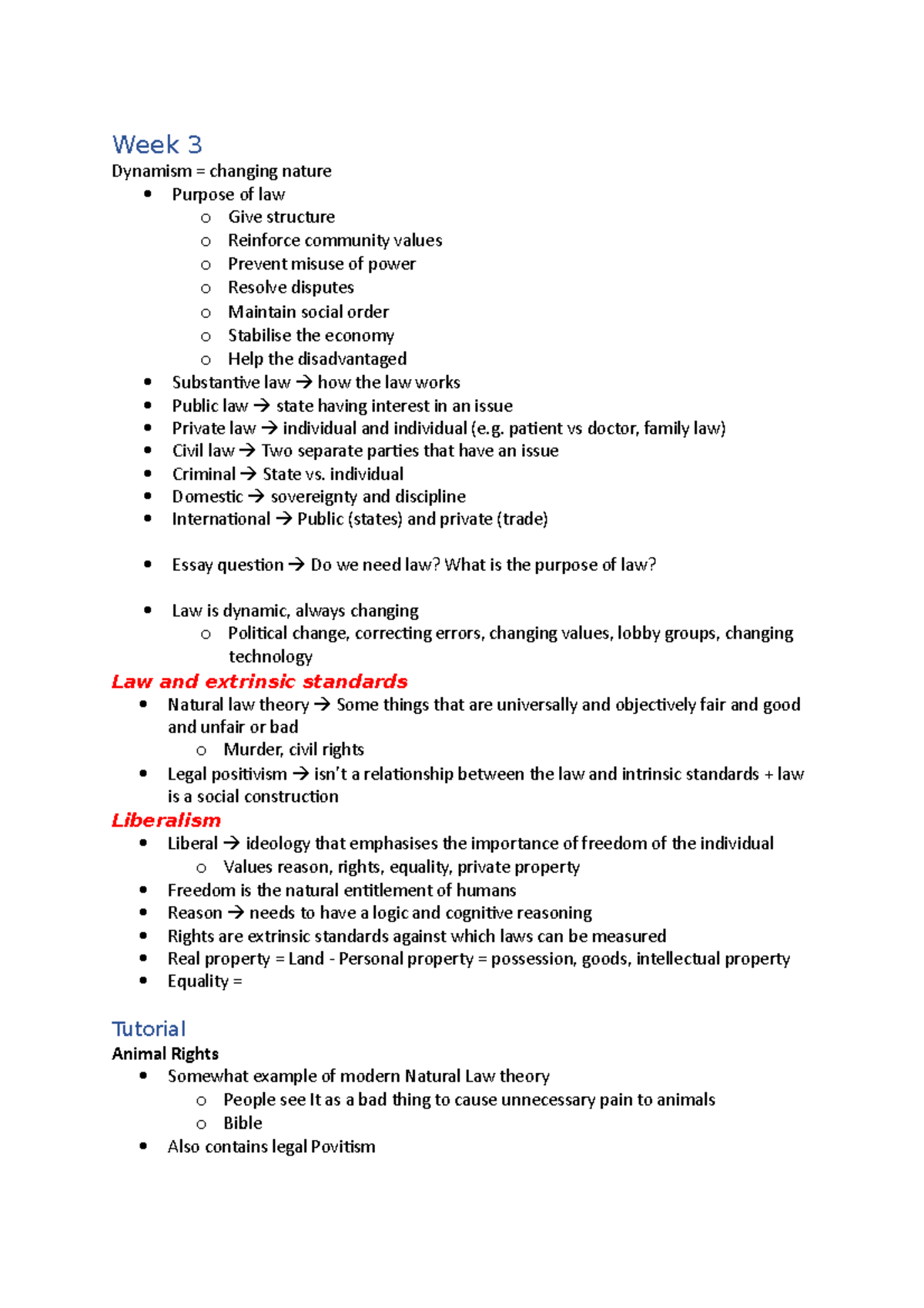 Legal Foundation B Lecture Notes - Week 3 Dynamism = Changing Nature ...