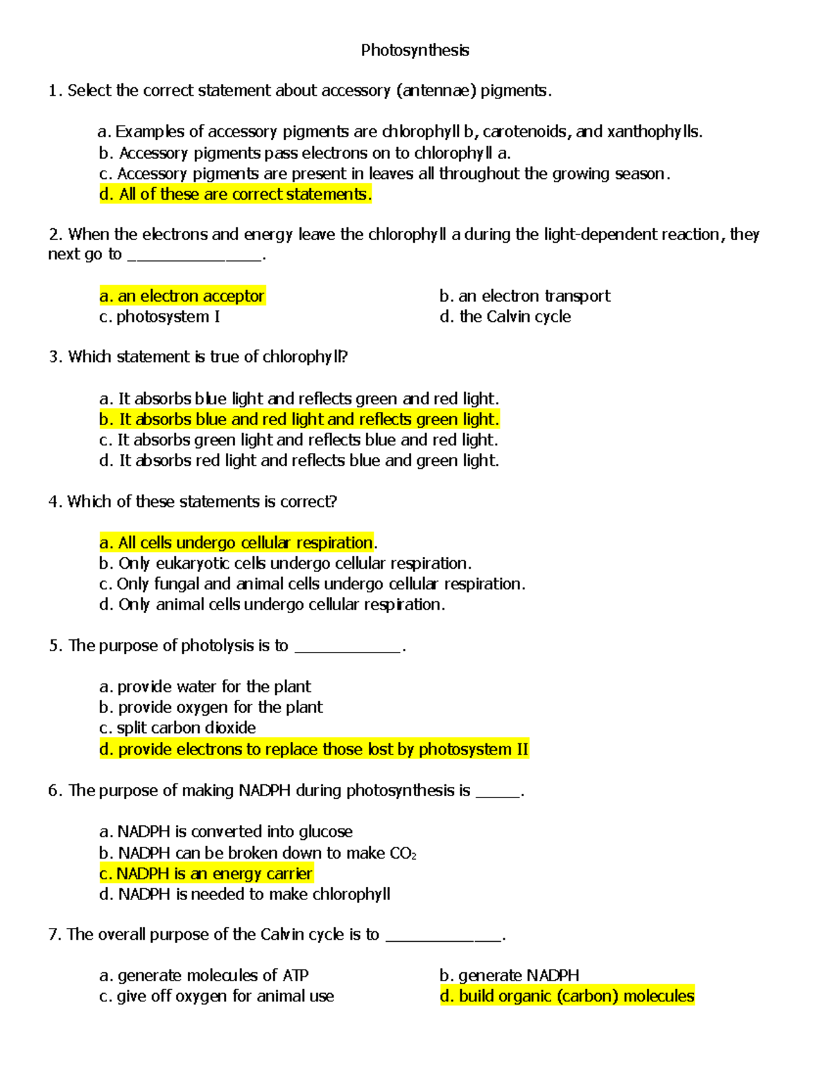 ap biology photosynthesis free response questions