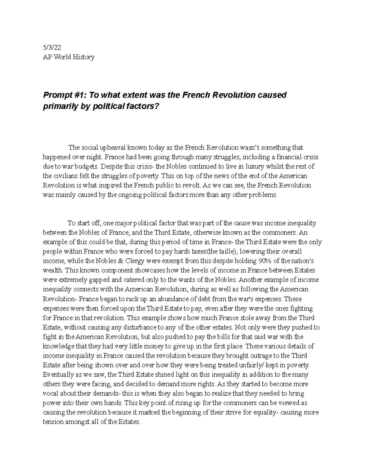 political causes of the french revolution essay pdf