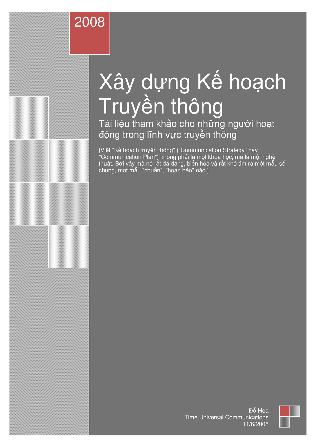 Xay Dng K Hoch Truyn Thong - Xây Dựng Kế Hoạch Truyền Thông Tài Liệu ...