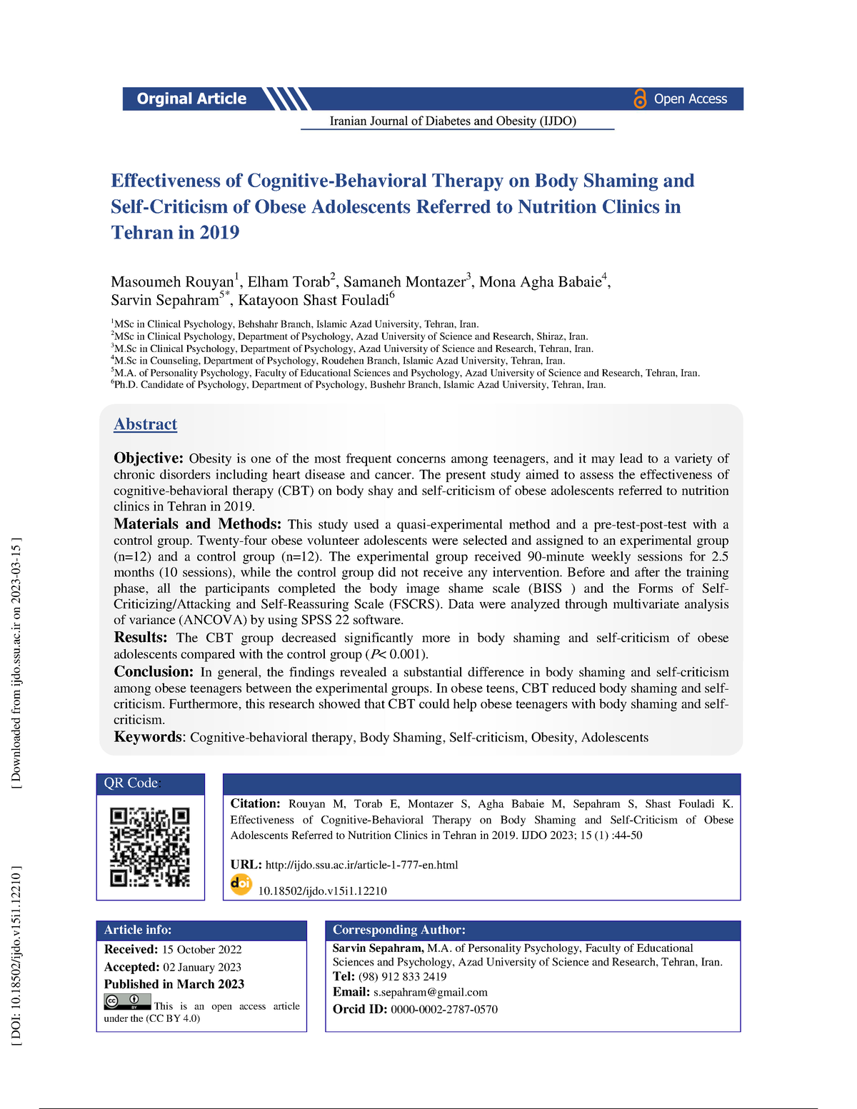 Effectiveness Of Cognitive Behavioral Th - Effectiveness Of Cognitive ...