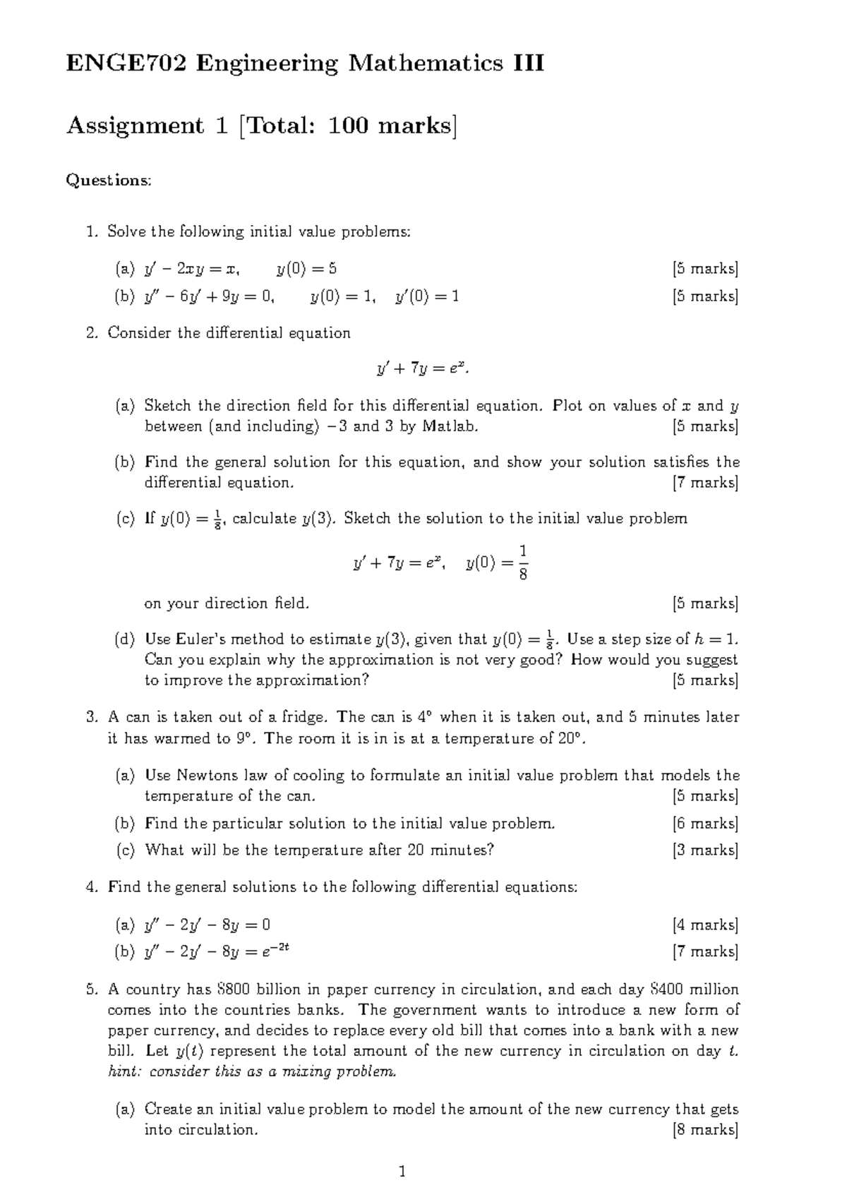 2019 practice questions - ENGE702 Engineering Mathematics III ...