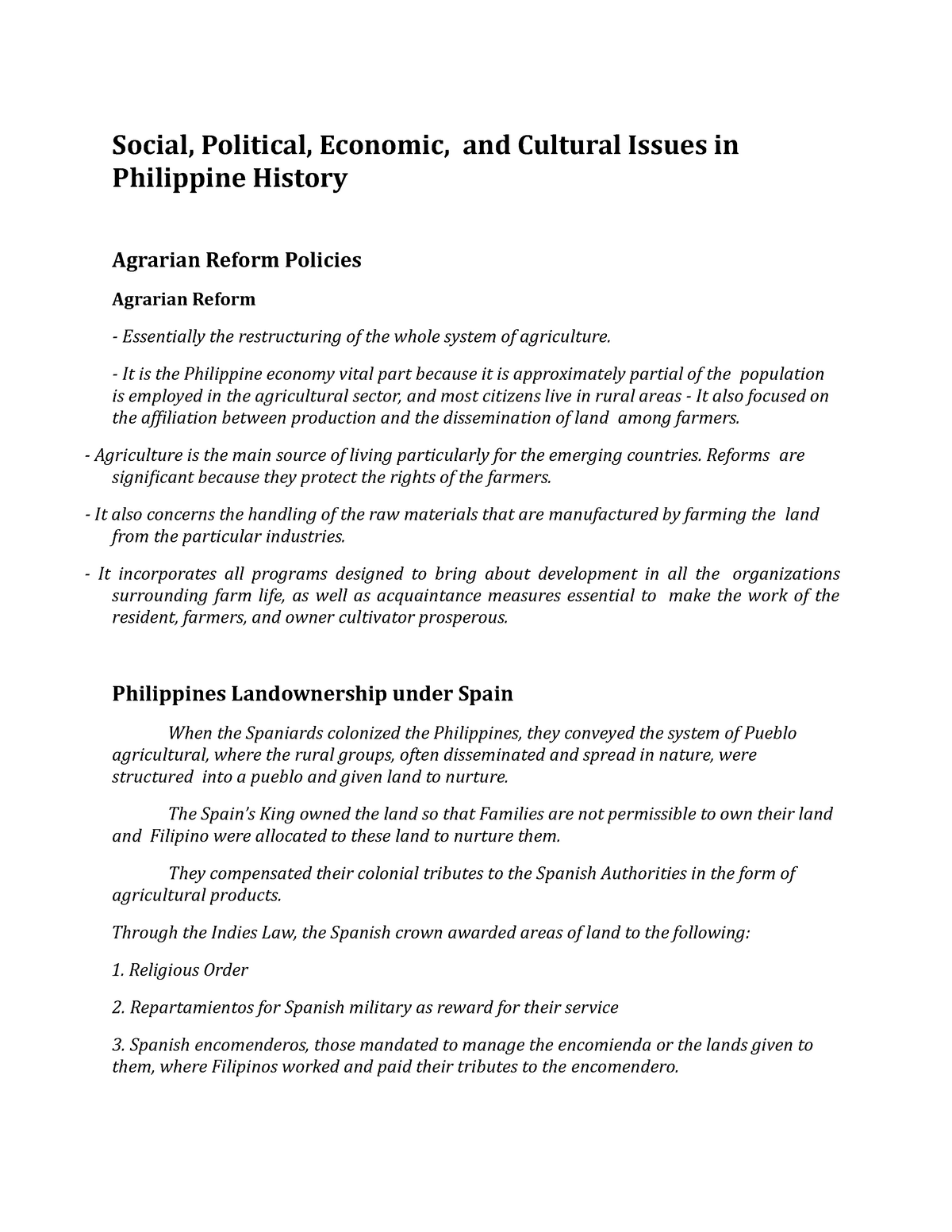 social political economic and cultural issues in the philippines essay