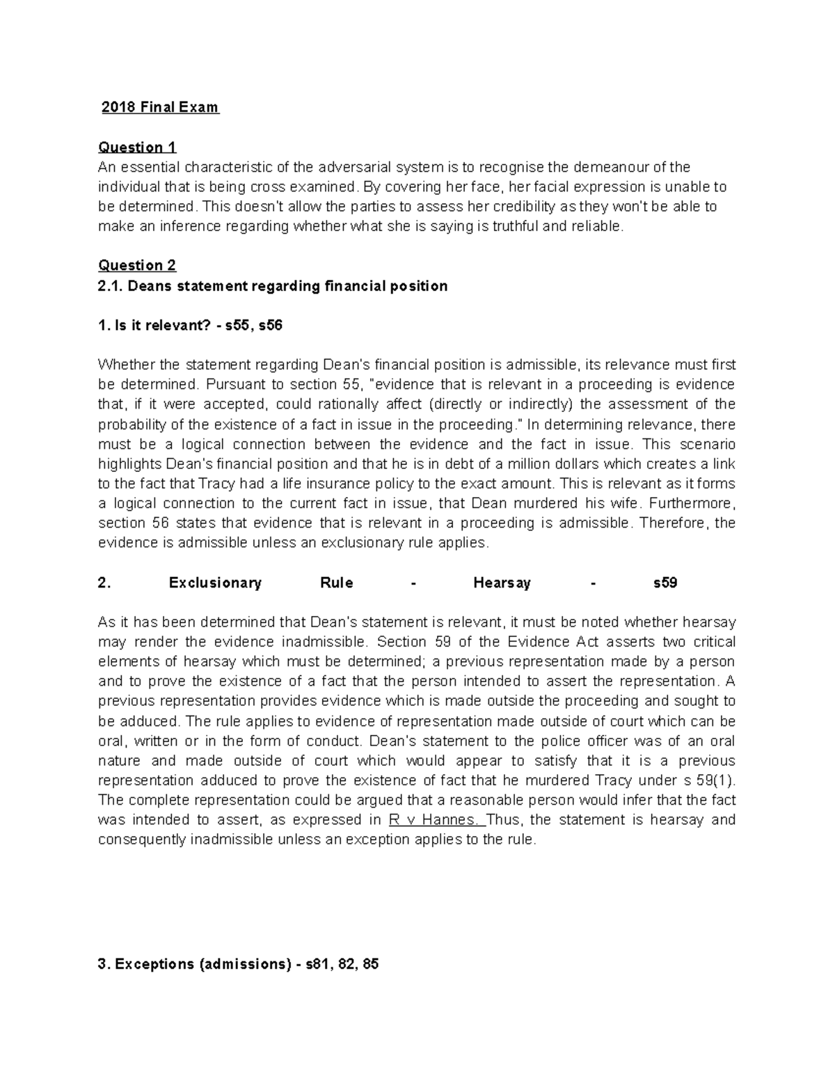 Exam June, questions and answers - 2018 Final Exam Question 1 An ...
