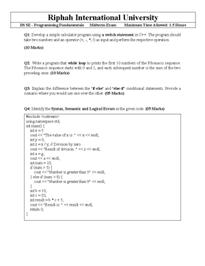 Assignment 1 PF BSCS copy - BS CS Programming Fundamentals Assignment 1 ...