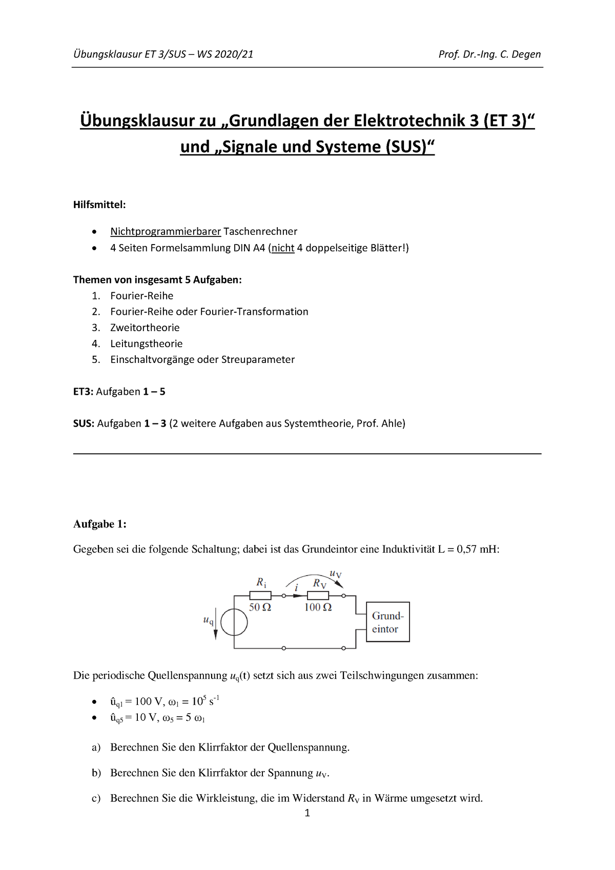 Übungsklausur Jan2020 V2 - Übungsklausur Zu „Grundlagen Der ...