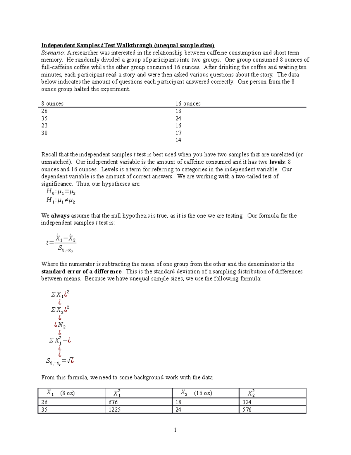Independent Samples t Test Walkthrough(1) - He randomly divided a group ...