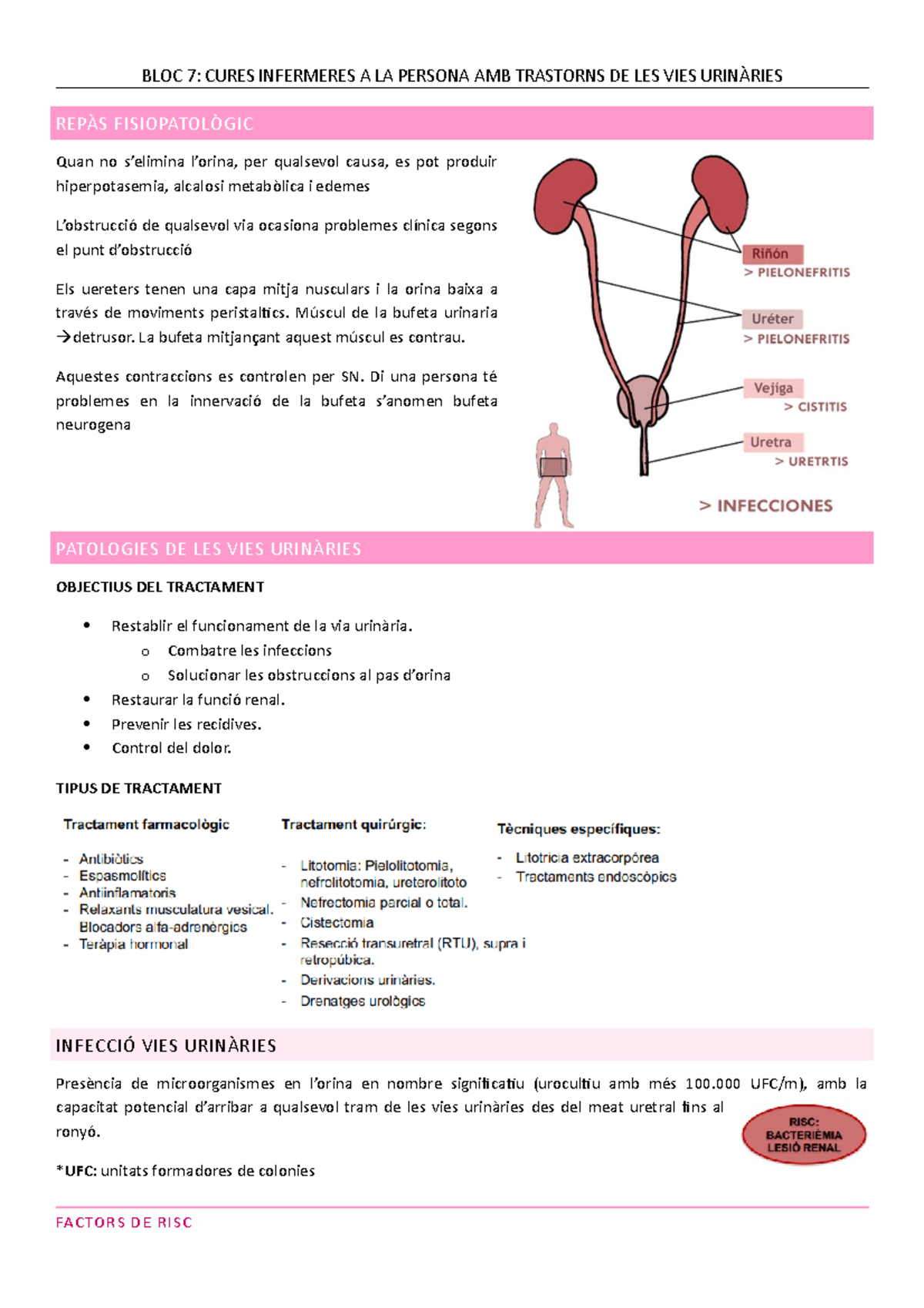BLOC 7 Urinari - resumen - BLOC 7: CURES INFERMERES A LA PERSONA AMB ...