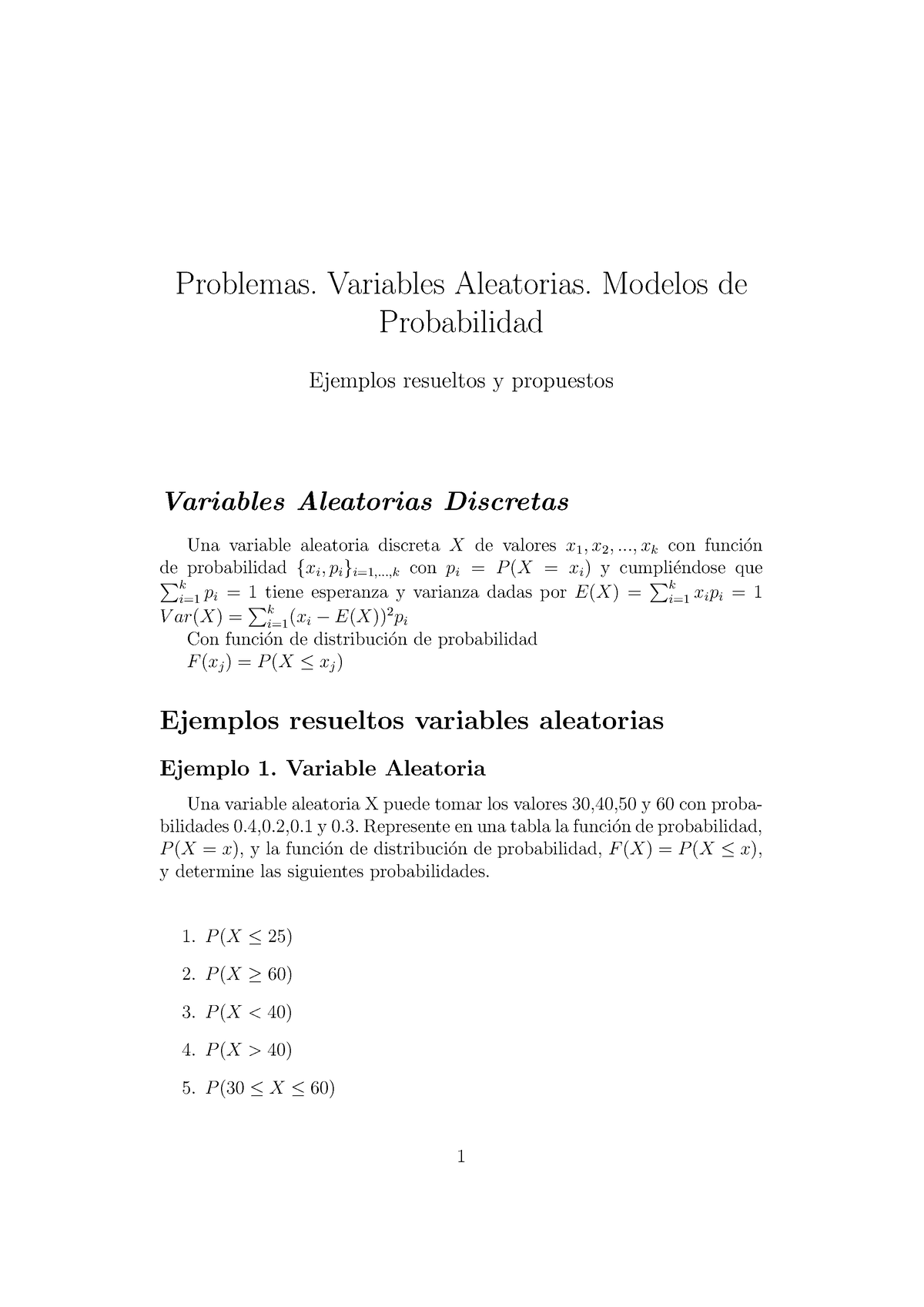 PTema 3 - Hhhhhhhhhhgg - Problemas. Variables Aleatorias. Modelos De ...