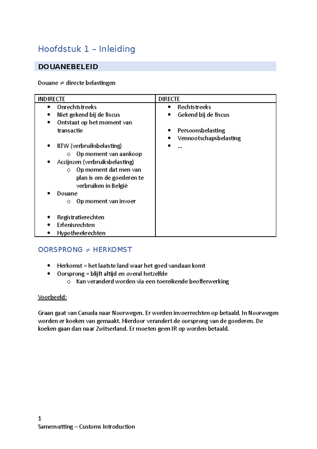 SMV - Customs Introduction - Hoofdstuk 1 – Inleiding DOUANEBELEID ...