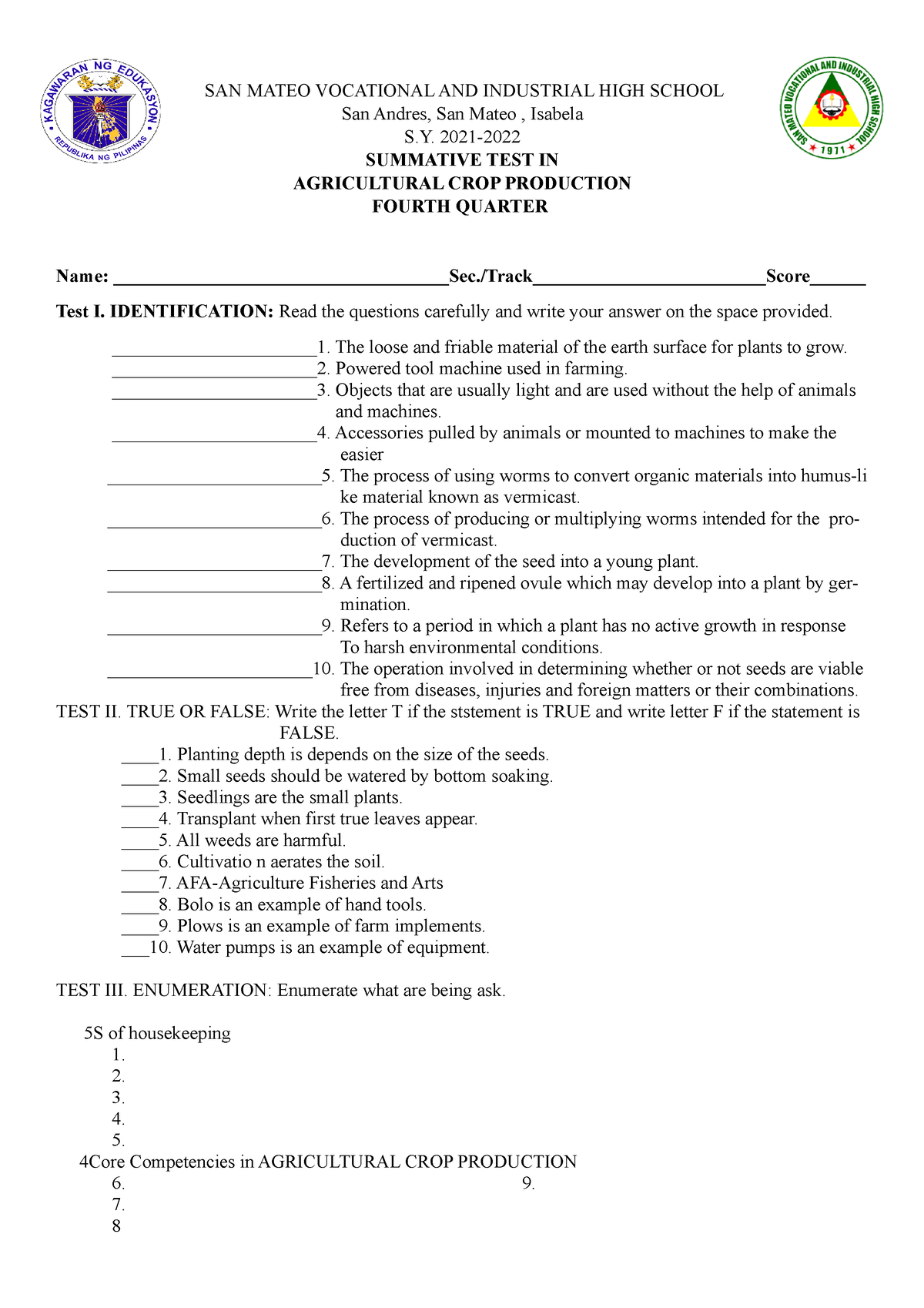 Tle 8 Summative Test Q1 Week 12 Agricrop Production Deped Technical Porn Sex Picture 3118