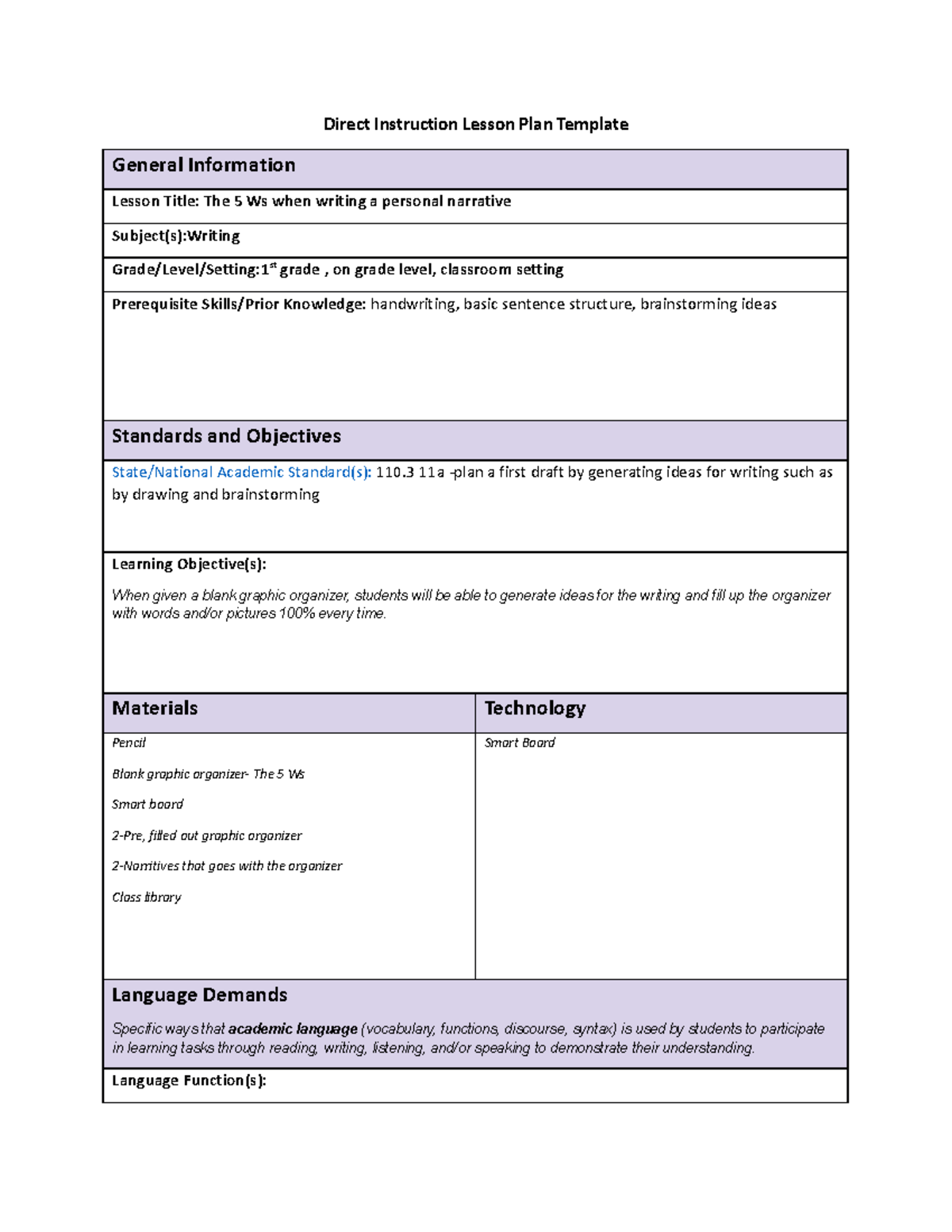 Lp direct instruction lesson plan template C365 WGU Studocu