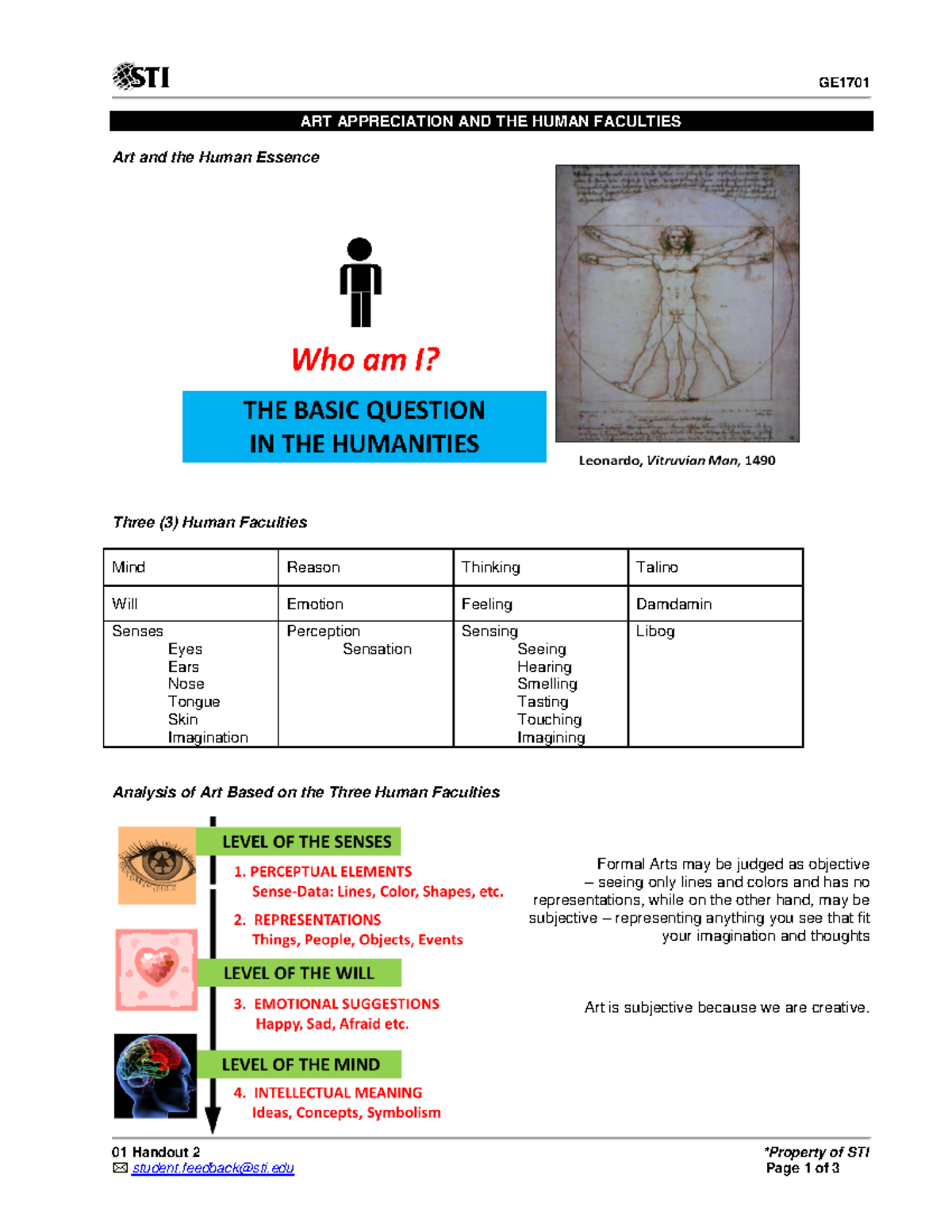 01 Handout 2 - N/A - GE 1701 01 Handout 2 *Property of STI student@sti