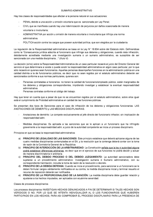 Sumario Administrativo - SUMARIO ADMINISTRATIVO Hay tres clases de  responsabilidades que afectan a - Studocu