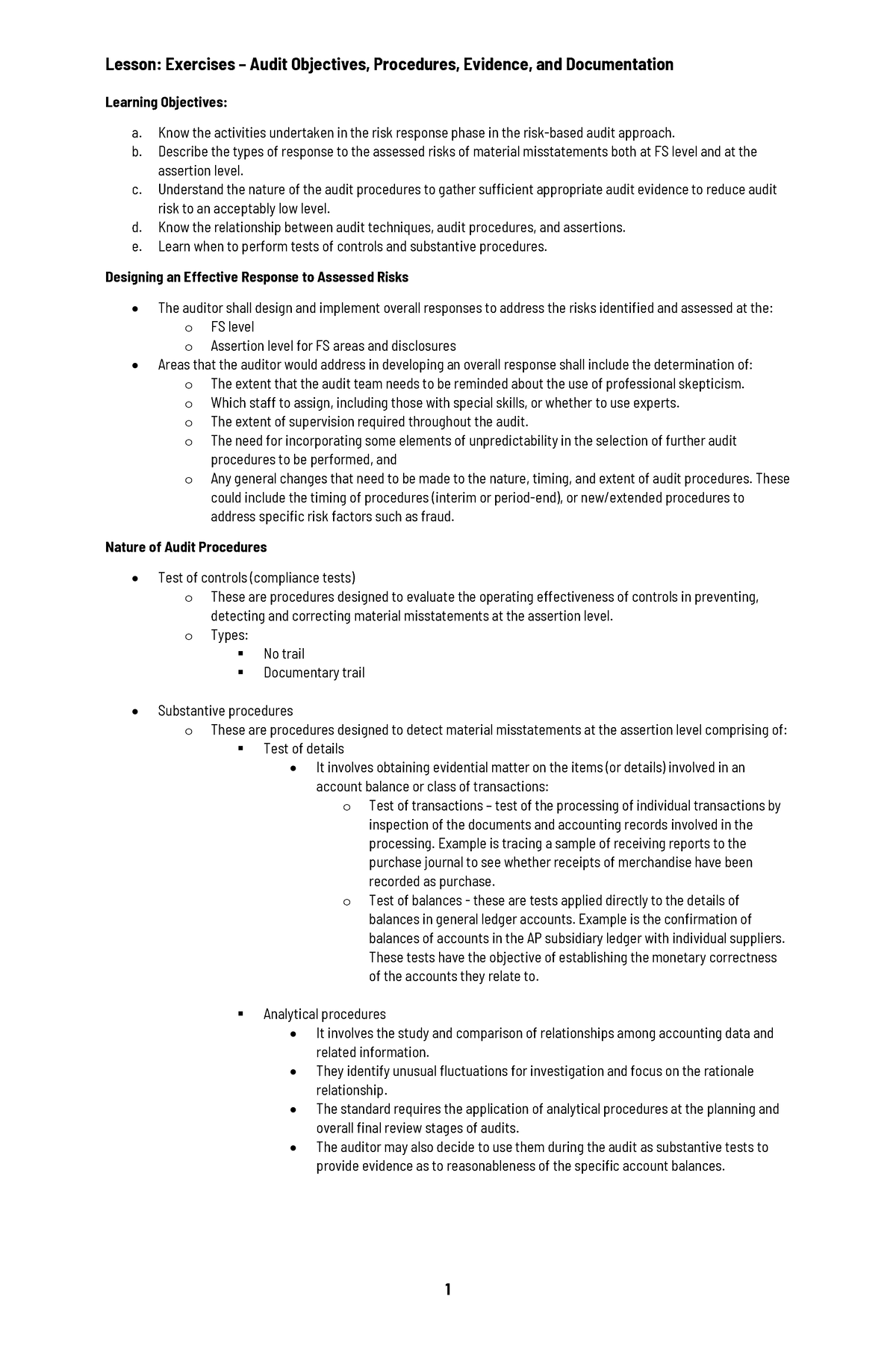 lesson-audit-objectives-procedures-evidence-and-documentation