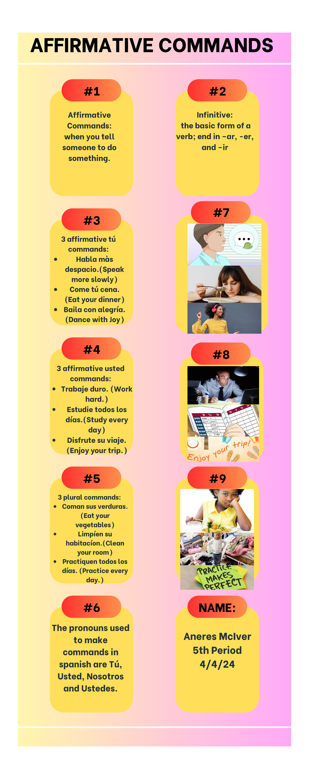 Commands in the tu and used for - 3 affirmative tú commands: Habla màs ...