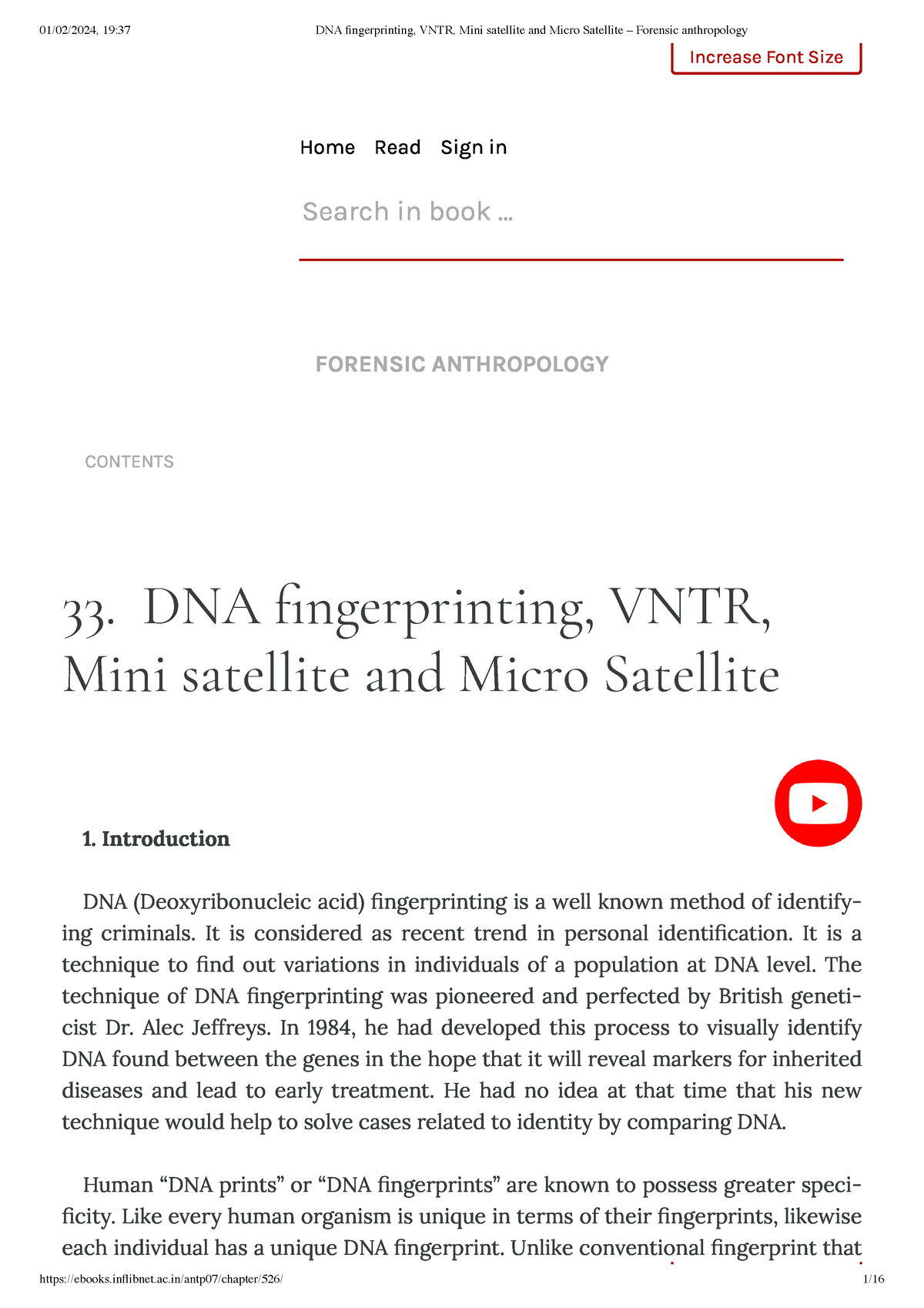 DNA fingerprinting, VNTR, Mini satellite and Micro Satellite – Forensic ...