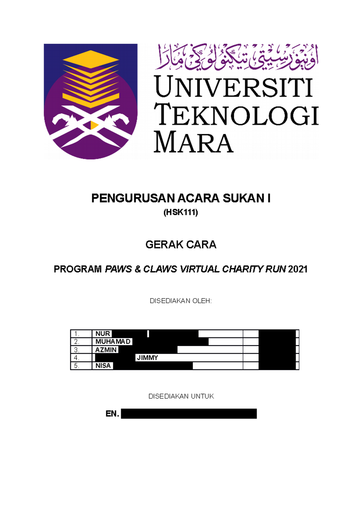 Gerak CARA PAWS & Claws KPA111A Sport Event Management UiTM Studocu