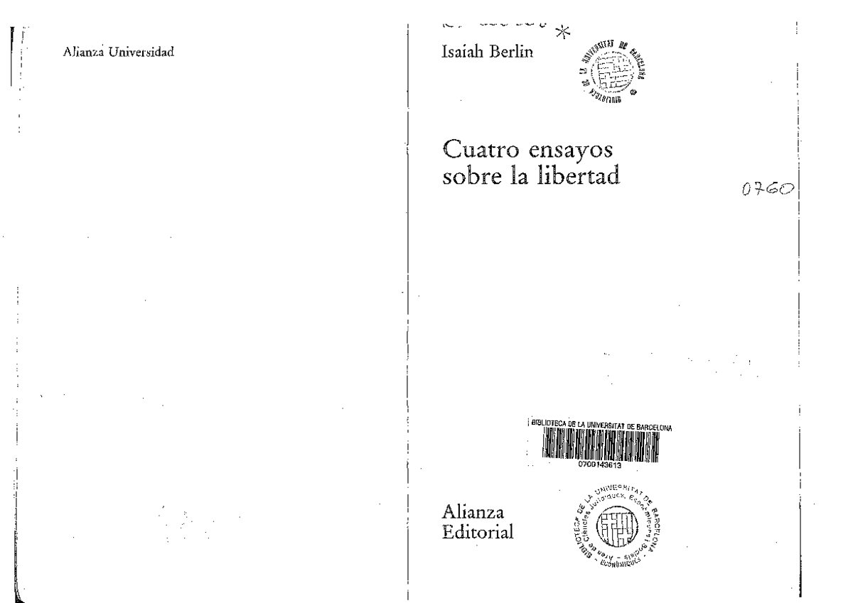Berlin - Dos conceptos de la Libertad - e 1 i i ' Ali anz Universidad