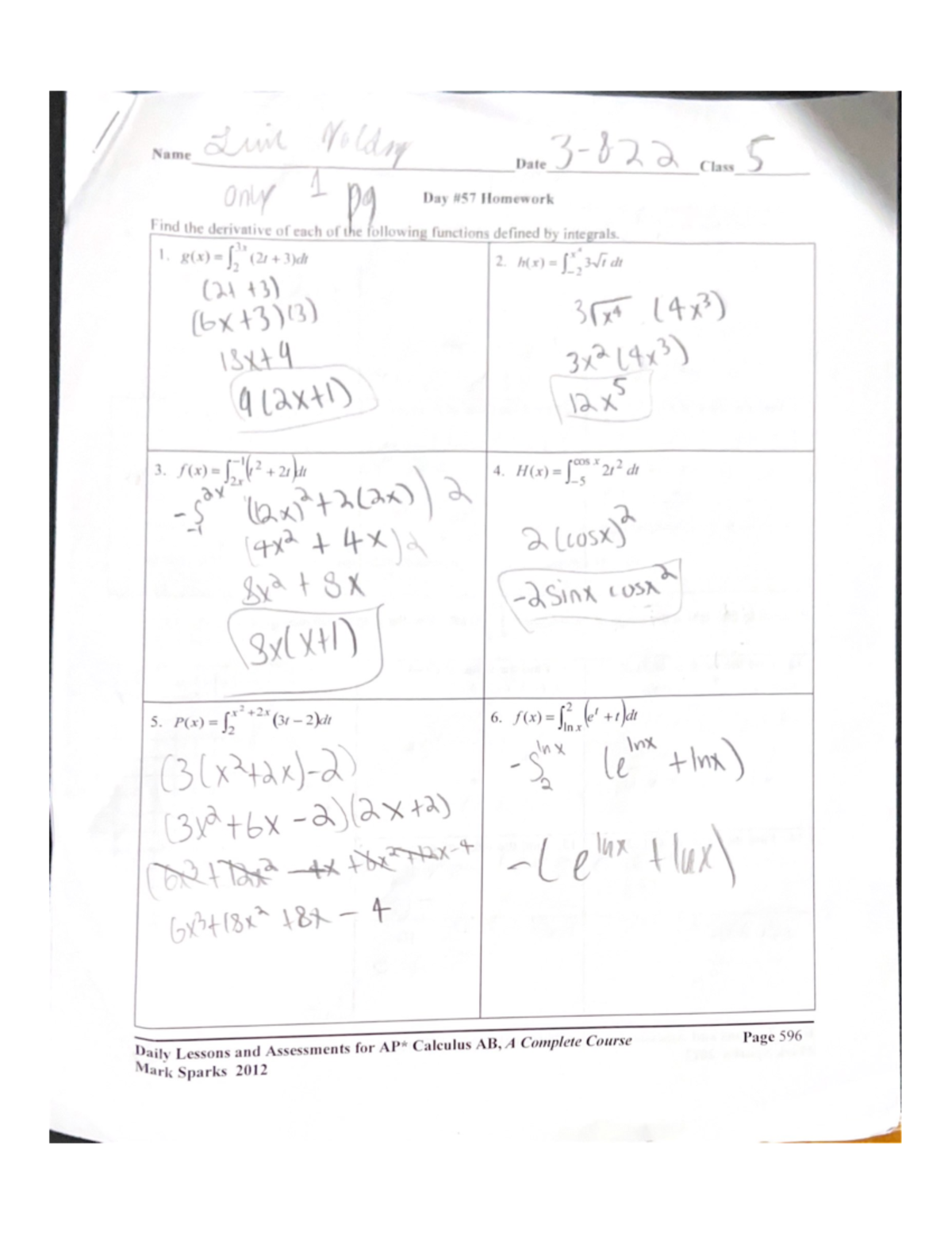 day 57 homework ap calculus ab