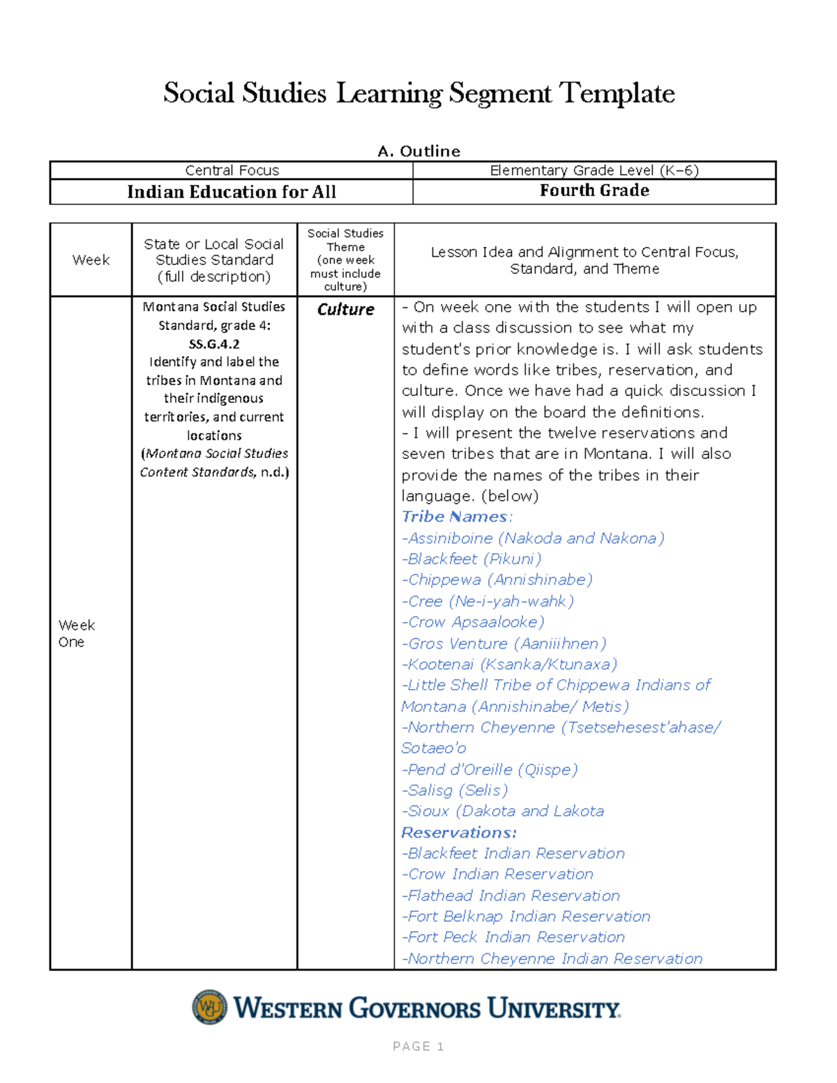 C104 Task 1 Passed - Social Studies Learning Segment Template A ...