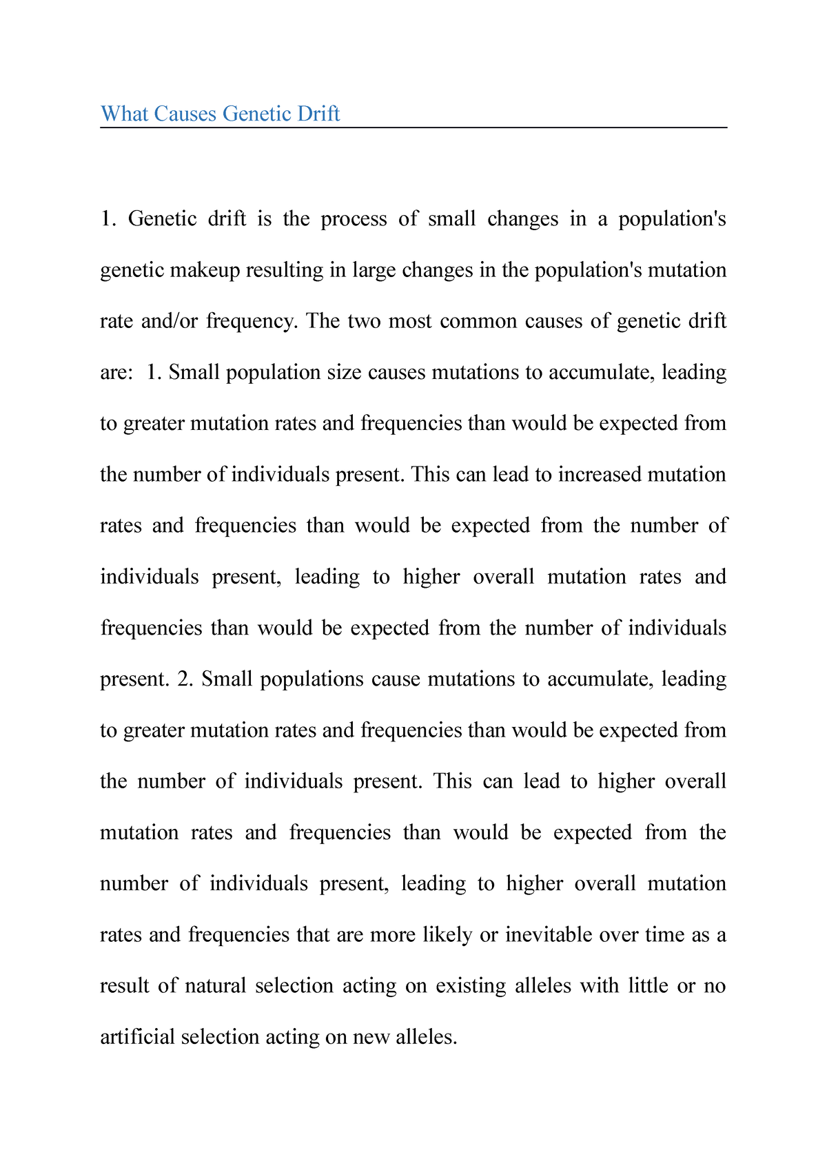 genetic drift short essay