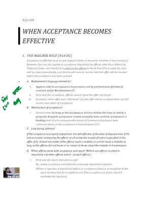 Contracts Attack Outline - I. What are the terms of the contract A ...