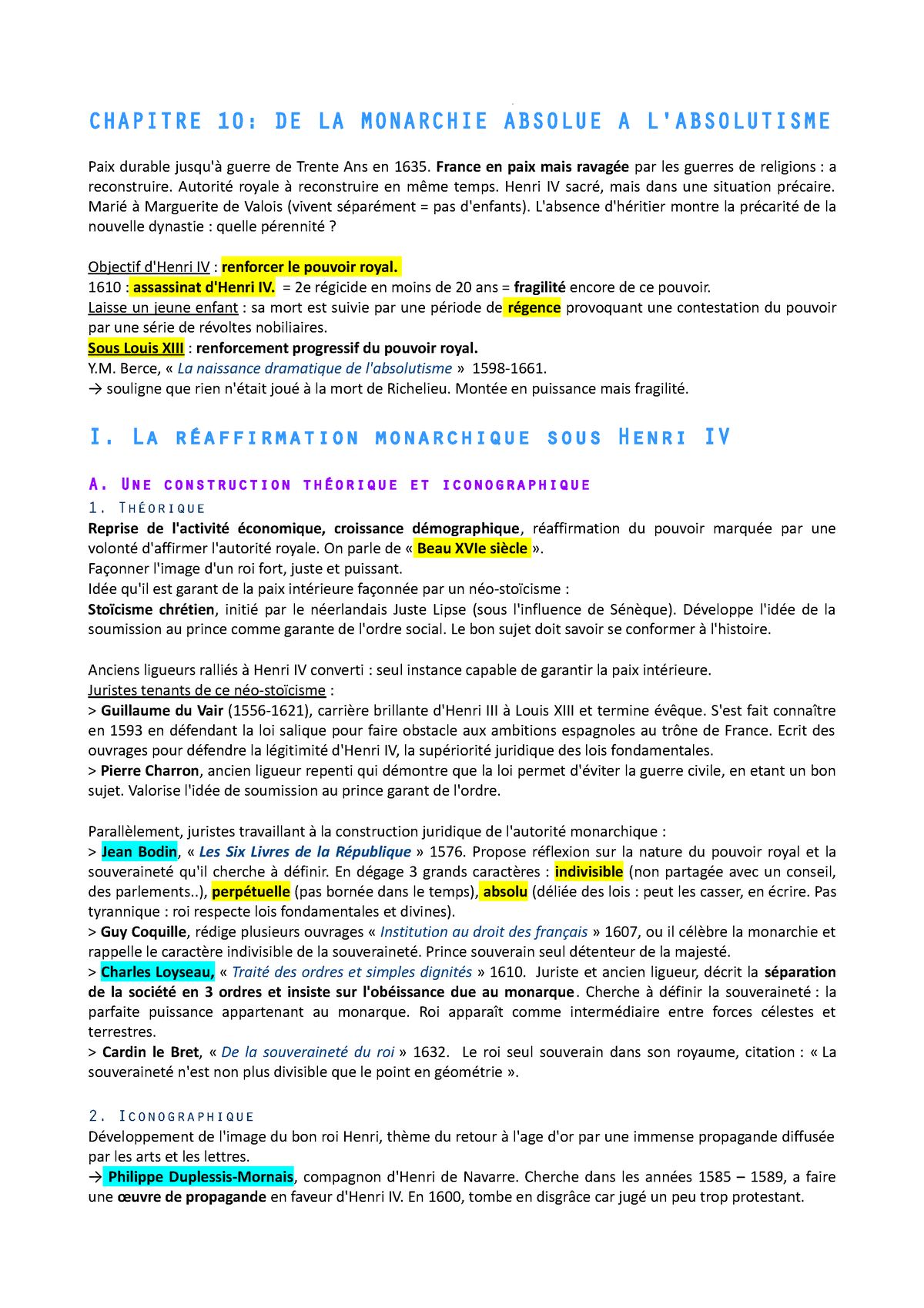 10 De La Monarchie Absolue A L Absolutisme Ufd31 Cm Histoire Moderne Archambeau Louisiane Studocu