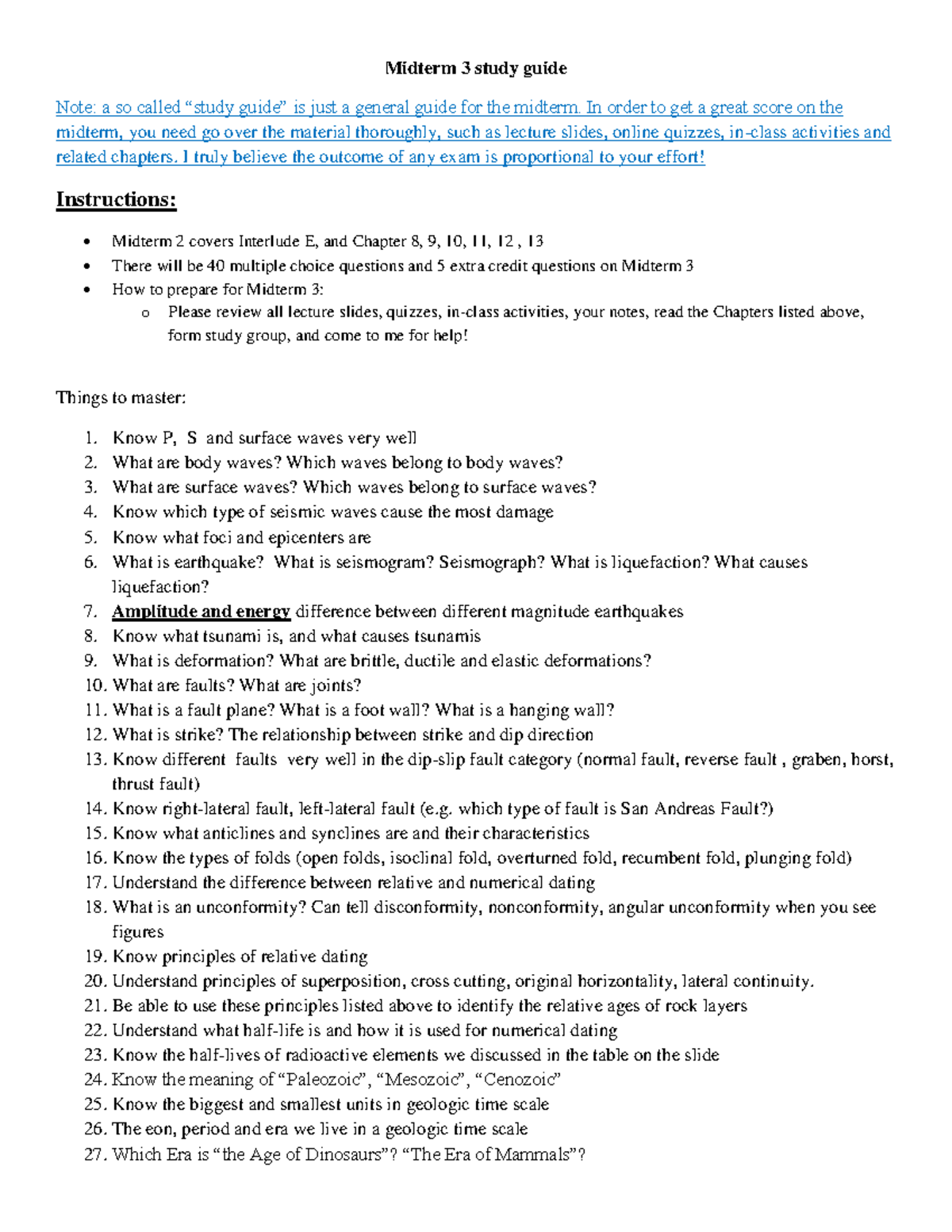 Midterm 3 Study Guide - My professor was Dr. Lei Qiao. - Midterm 3 ...