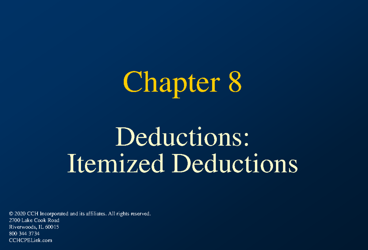 2021 CCH Basic Principles Ch08 Chapter 8 Deductions Itemized