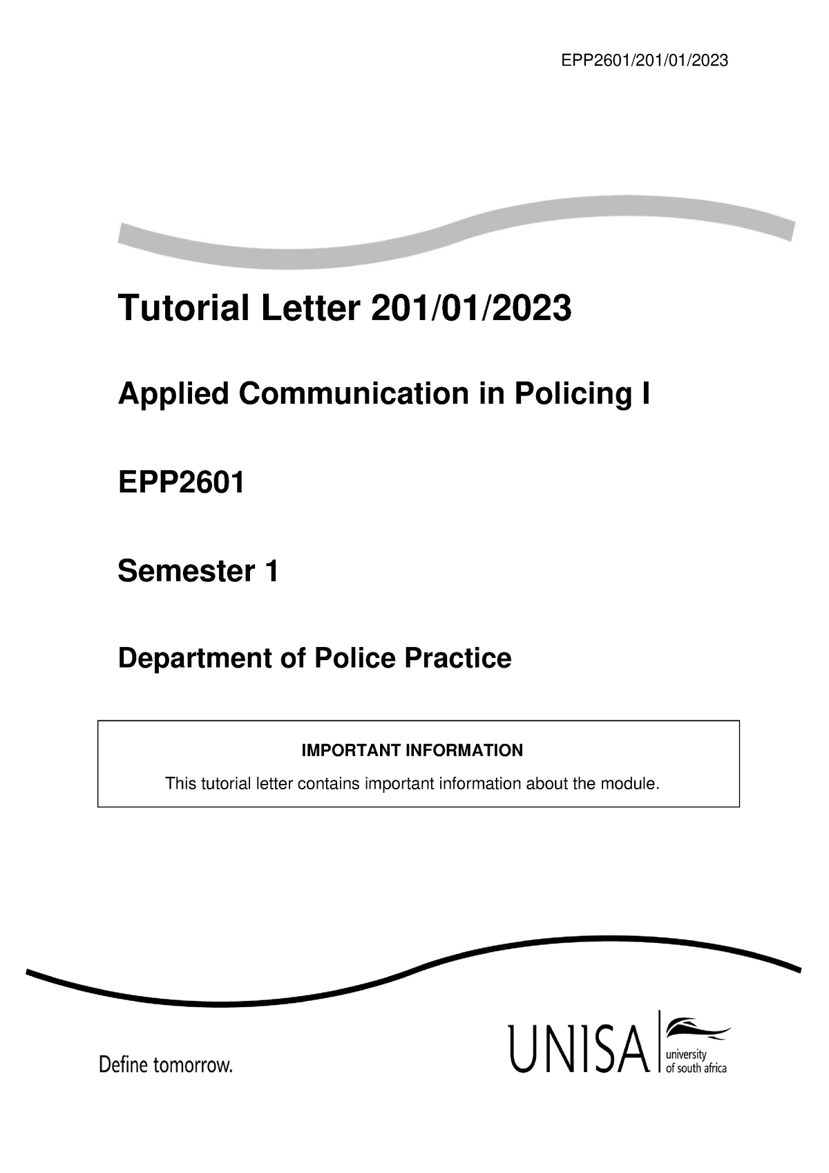 EPP2601 TL201 - Tutorial Letter With Feedback On Assignment 1 And 2 ...