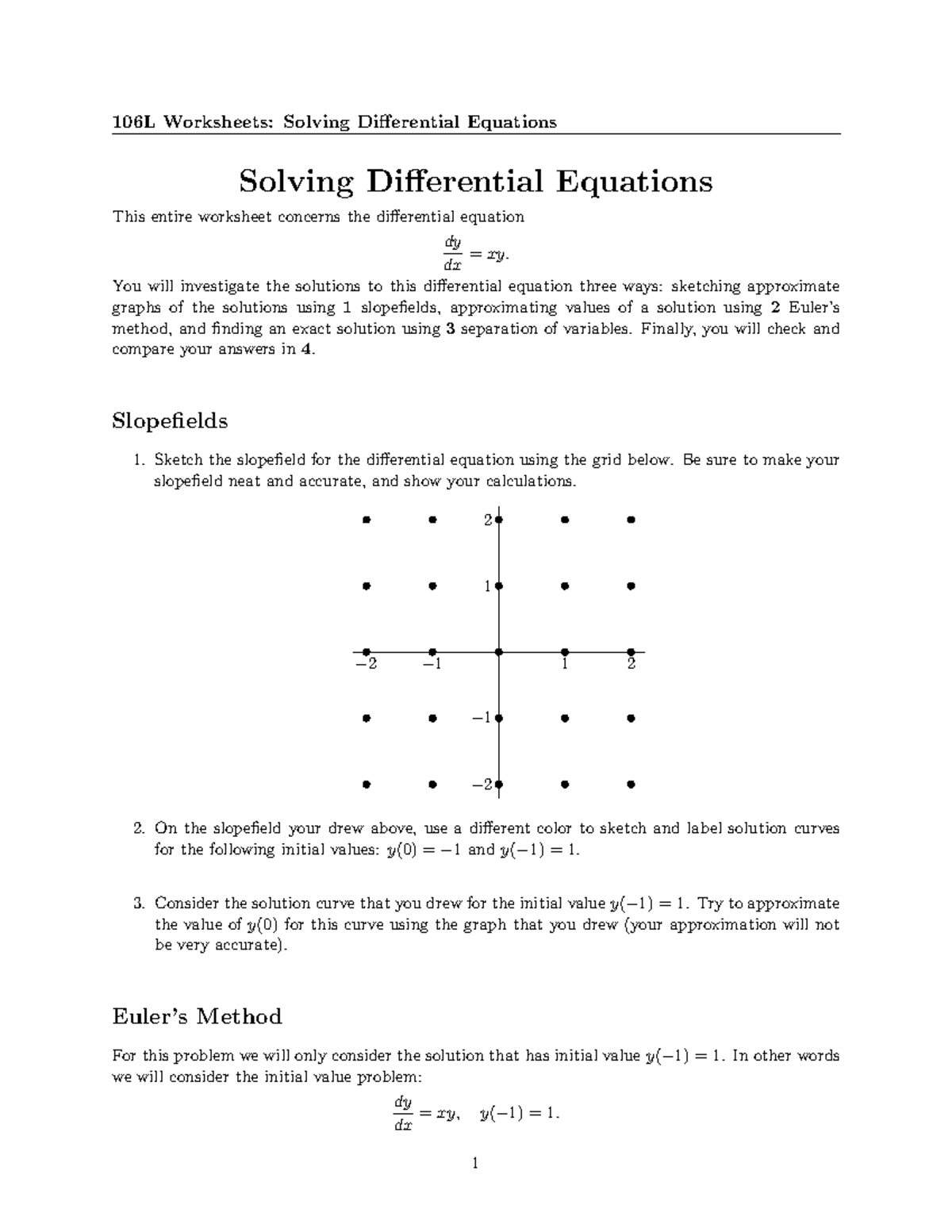 Lab10.Solving differential equations 106L Worksheets Solving