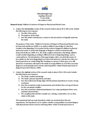 PSY222 Module Two Activity- Completed - PSY 222 Module Two Activity ...