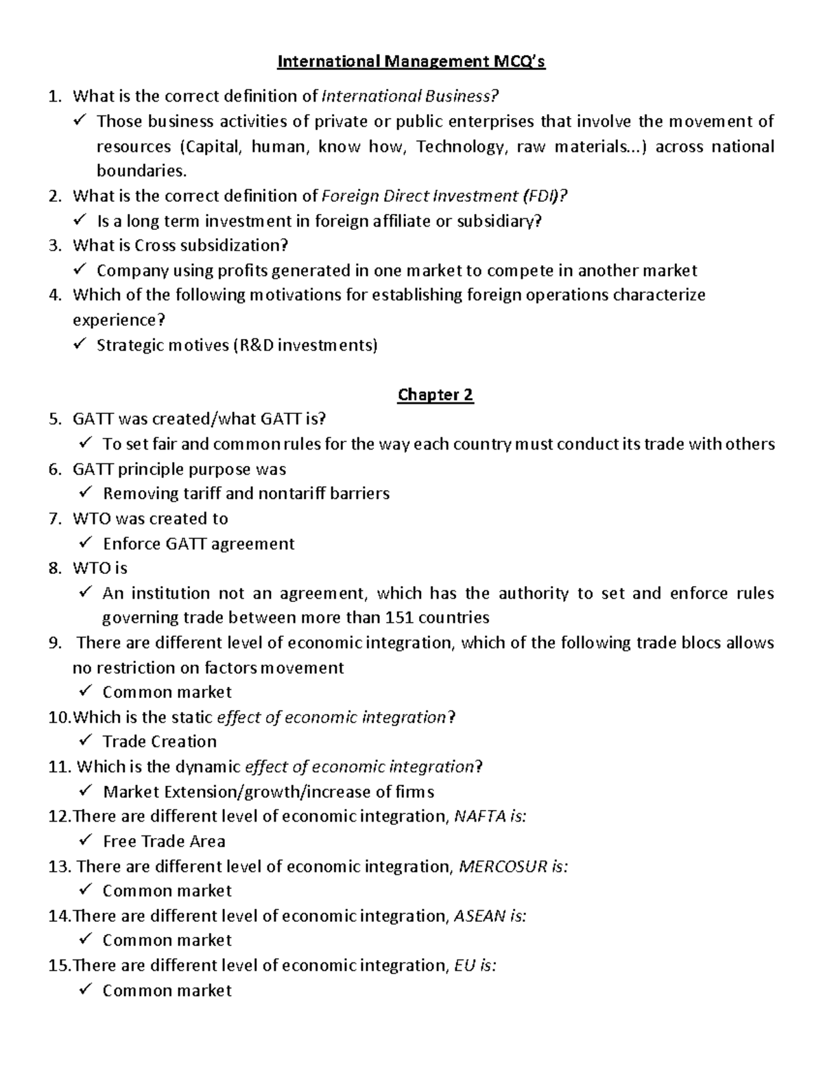 MCQ resumen International Management MCQ’s What is the correct
