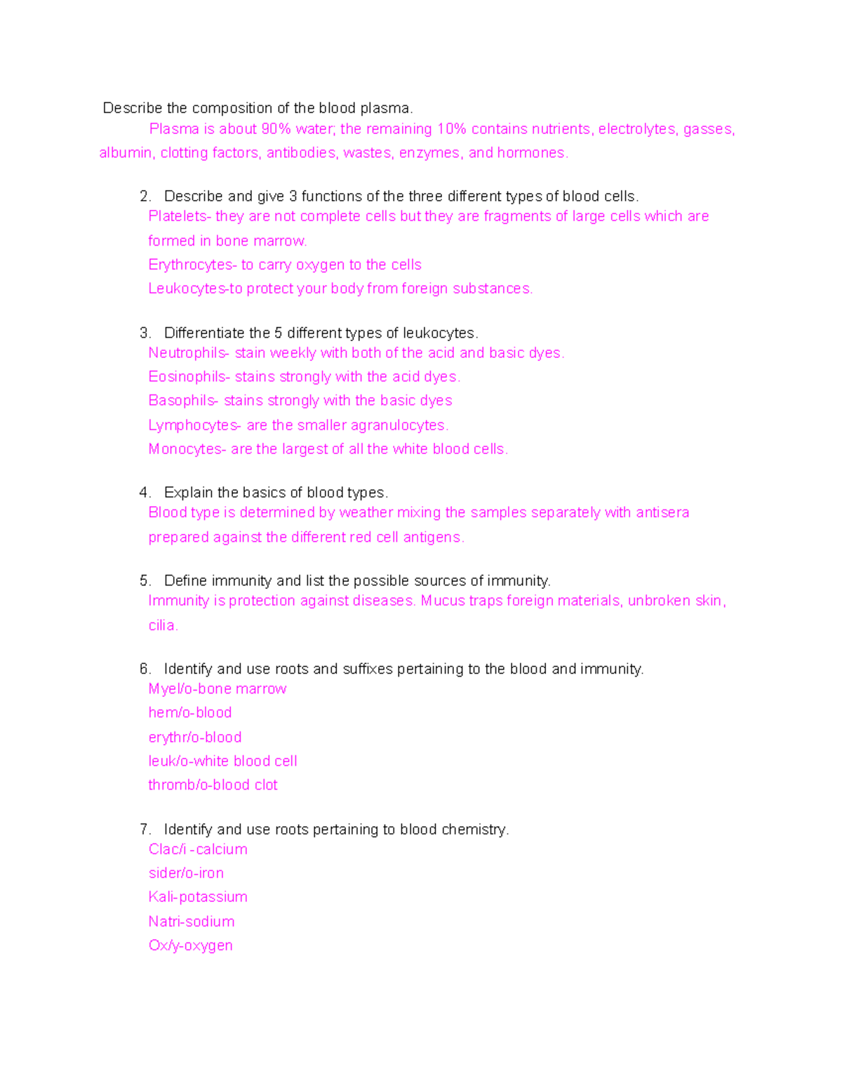 Untitled document - blood cels - Describe the composition of the blood ...