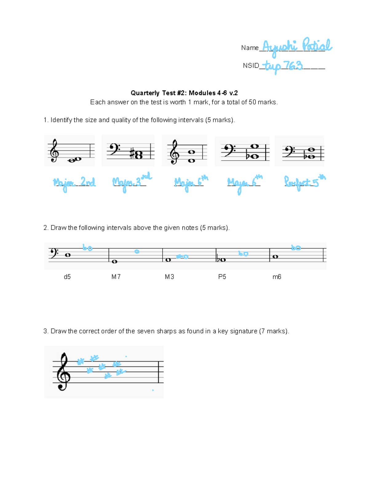 Mus 101 Quarterly Assignment #2 v - Name__________________ NSID ...