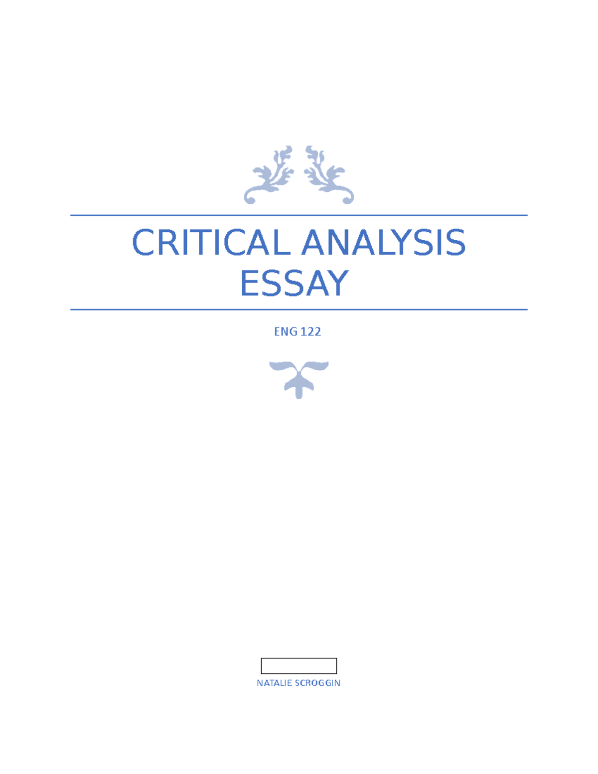 first draft of critical analysis essay