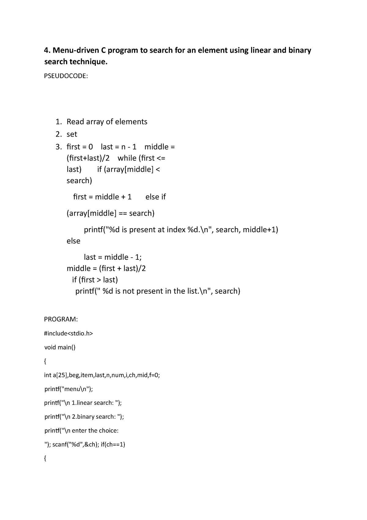 Data structures using C language programs - 2 - 4. Menu-driven C ...