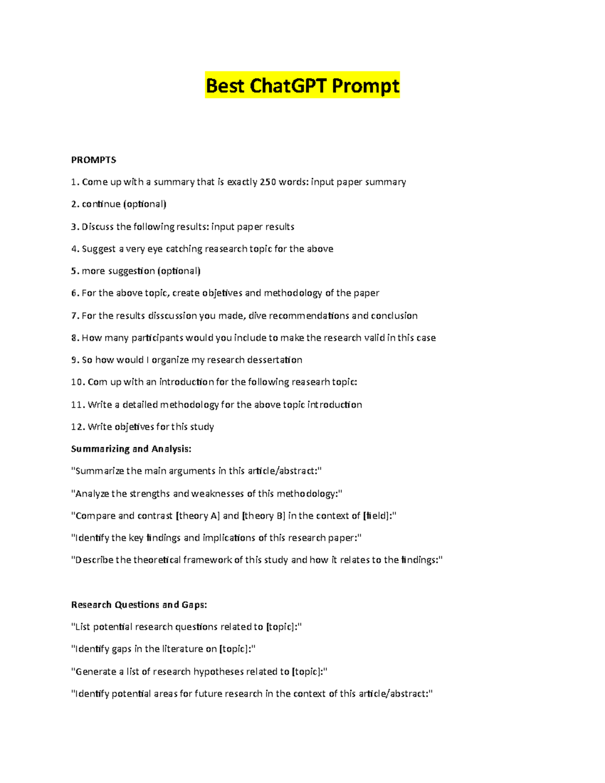 Prompt for research - whereas included lecturer notes - Best ChatGPT ...