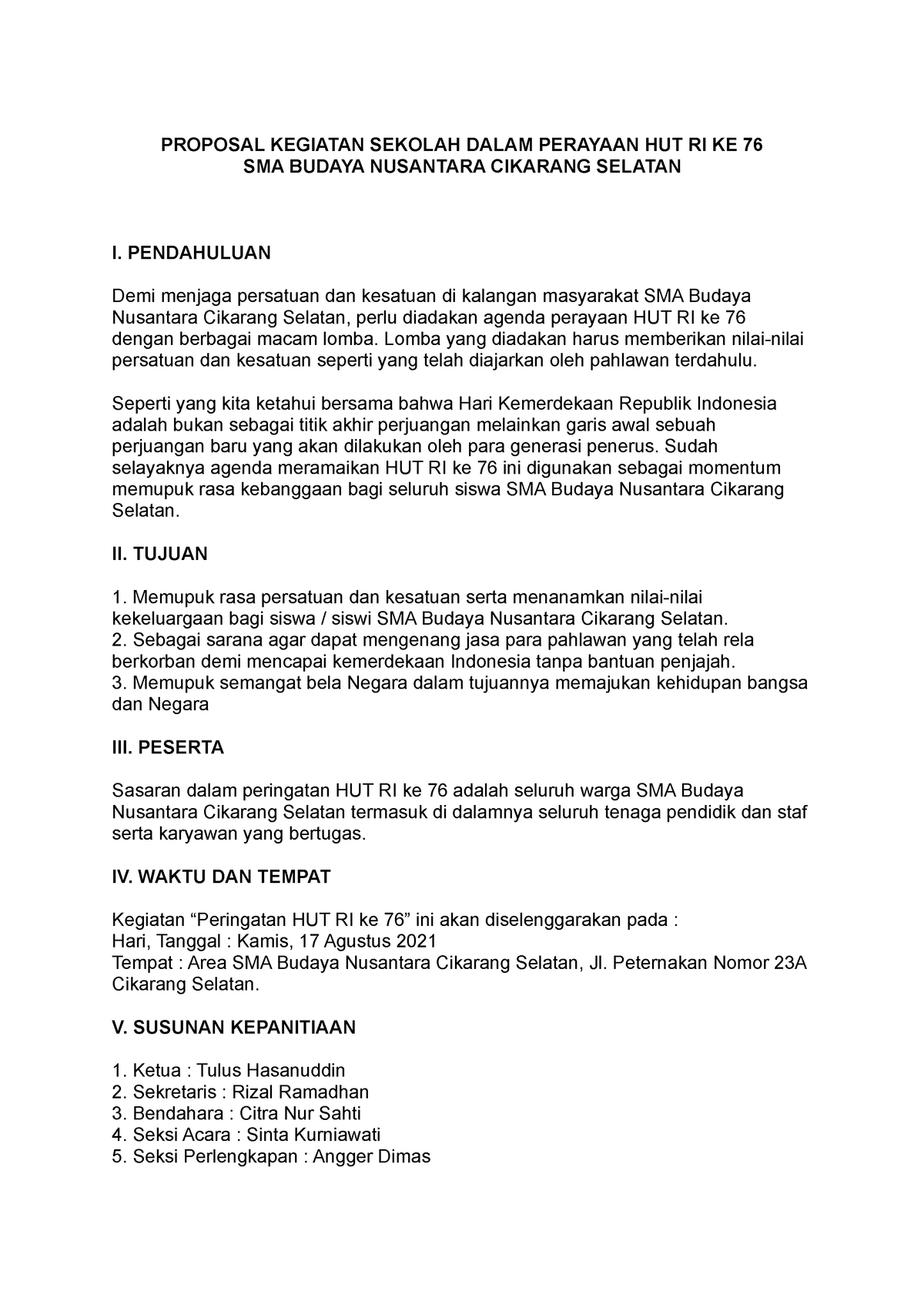 Contoh Proposal Kegiatan 17 Agustus Di Sekolah Proposal Kegiatan Sekolah Dalam Perayaan Hut Ri 3628