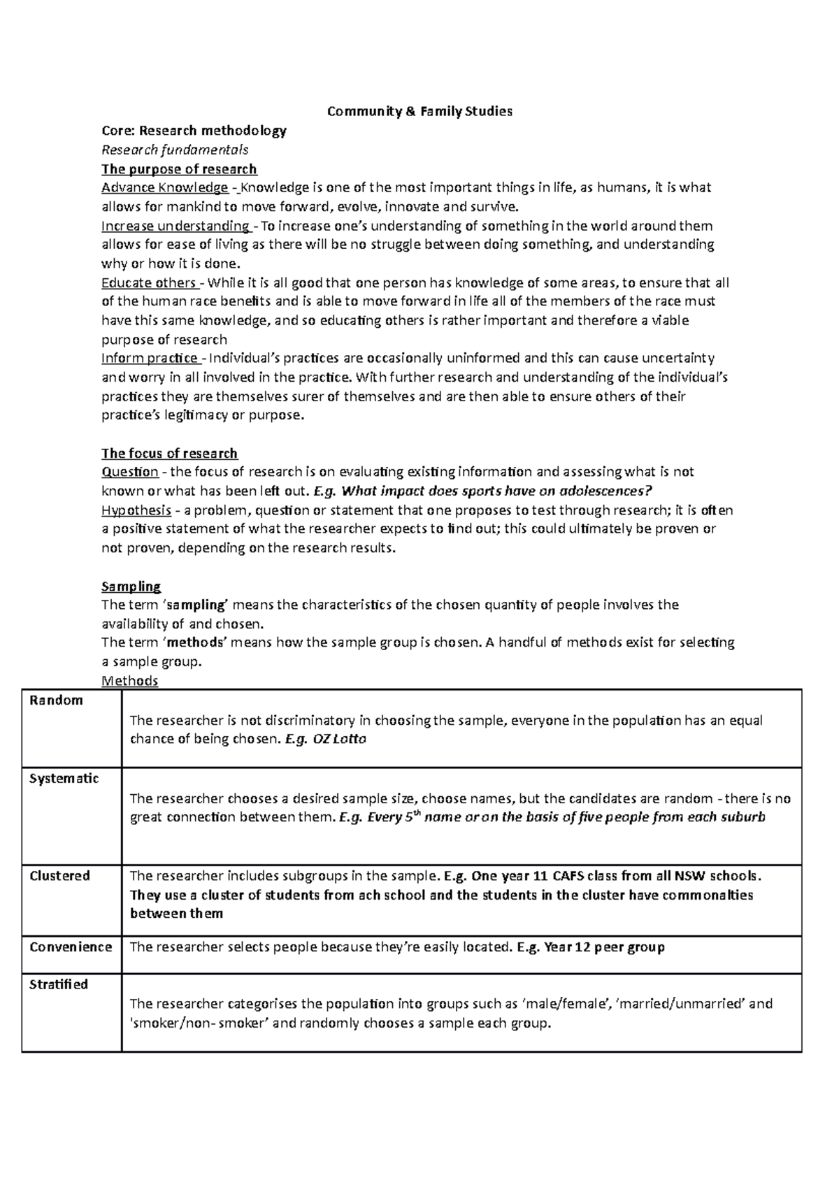 Notes - CAFS - Community & Family Studies Core: Research Methodology ...