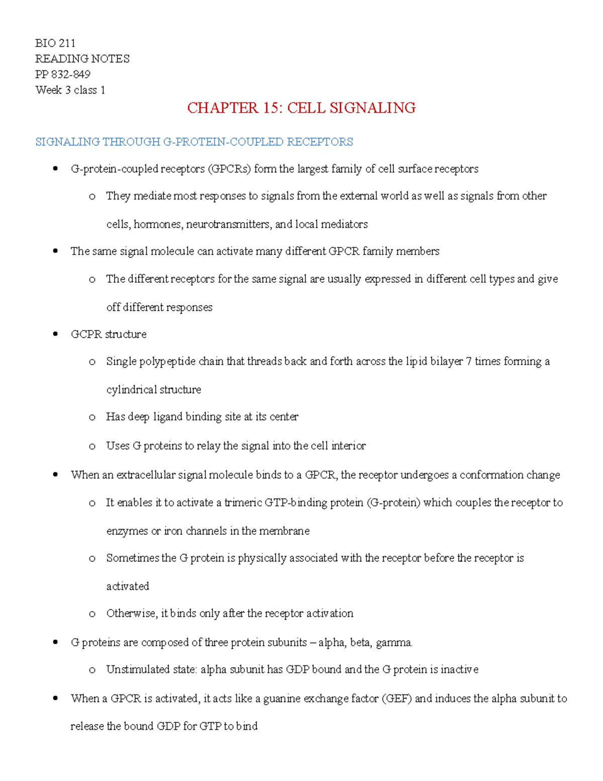 Cell Signaling Through GPCRs: Structure And Mechanism - Studocu