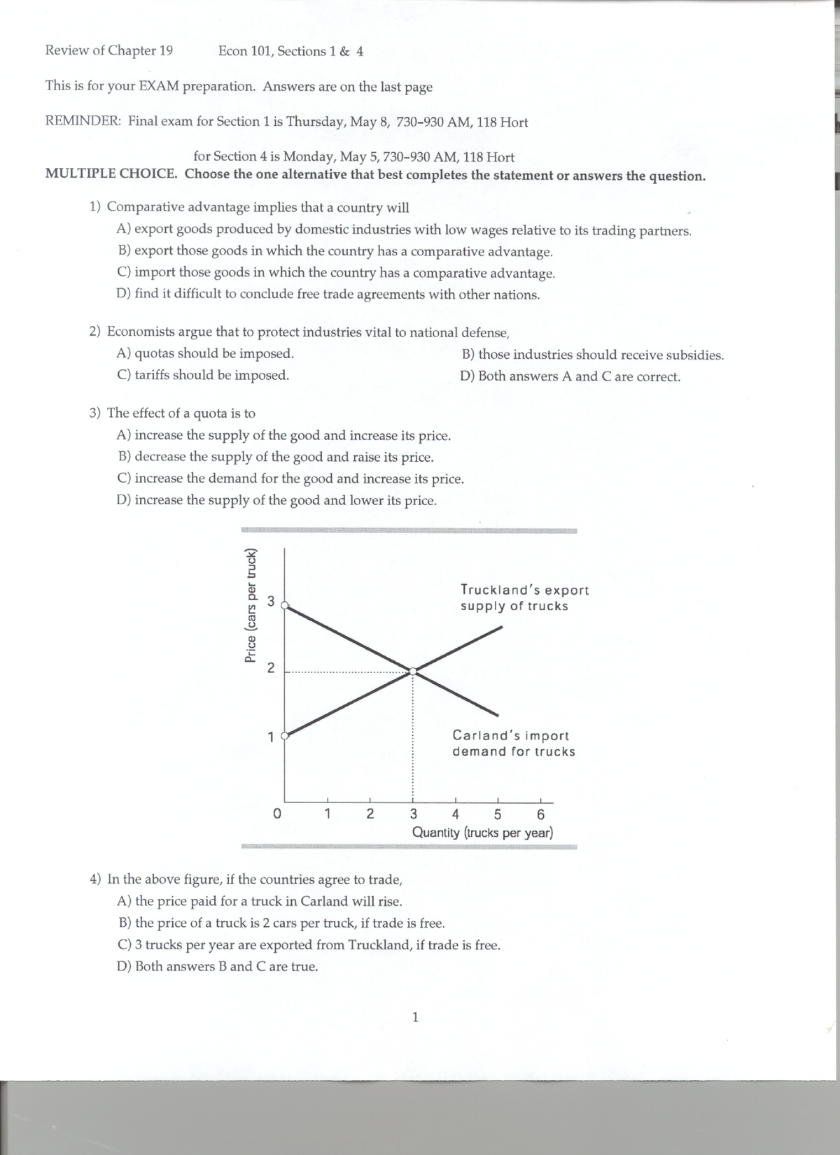 Review 2017, Questions - Review Of Chapter 19 Econ 101, Sections 1 8: 4 ...