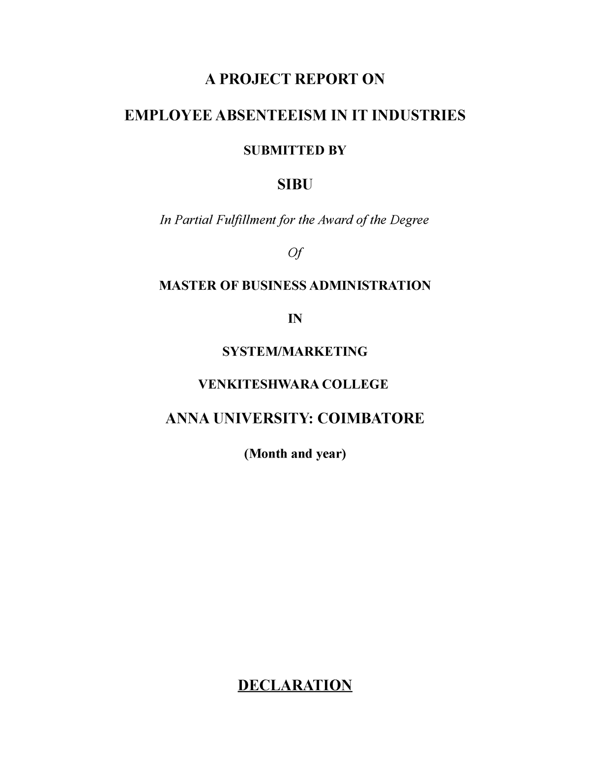 thesis on employee absenteeism