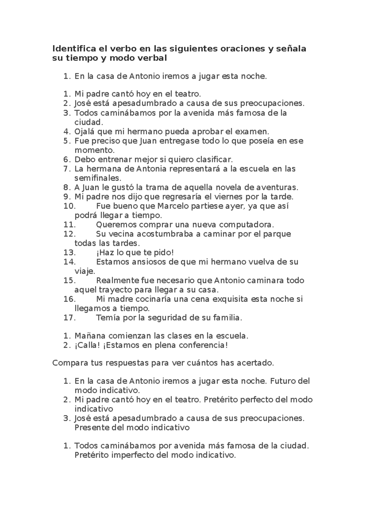 Clases De Verbos Verbo Acción Identifica El Verbo En Las Siguientes