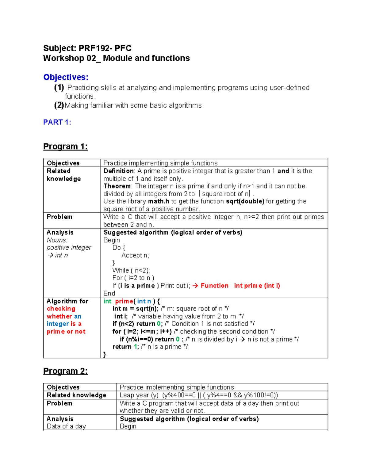 Workshop 02 - ............ - Subject: PRF192- PFC Workshop 02_ Module ...