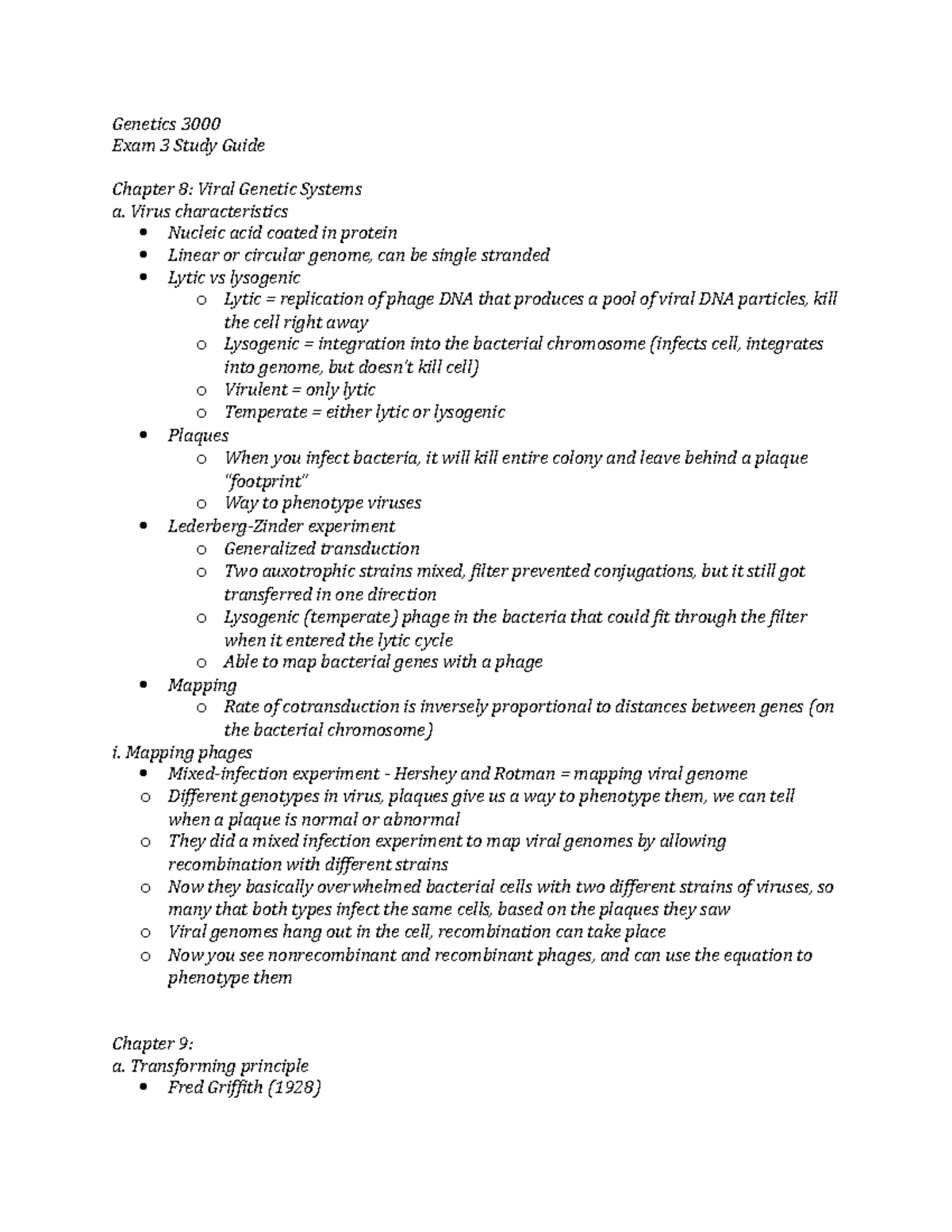 Genetics exam 3 study guide - Fundamental Genetics - Genetics 3000 Exam ...