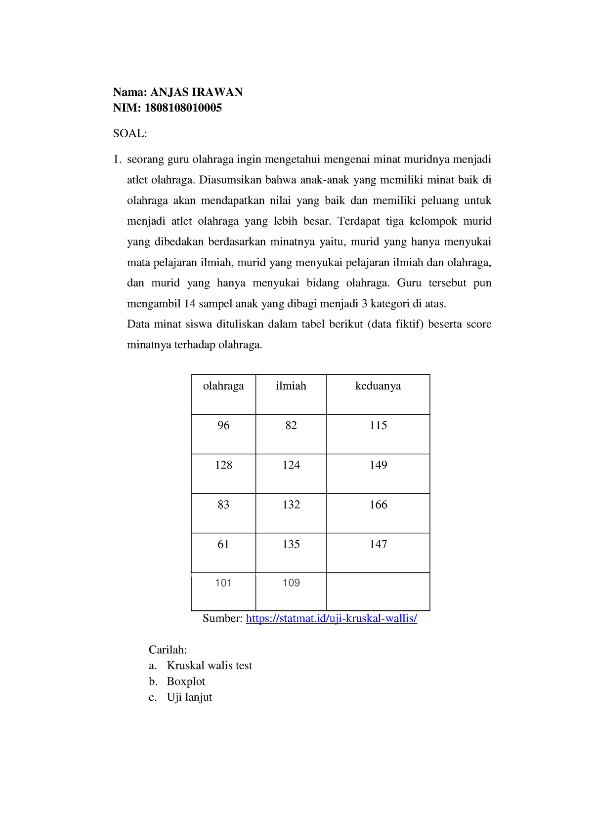 Rancangan Percobaan I Laporan 8 Praktikum - Nama: ANJAS IRAWAN NIM ...